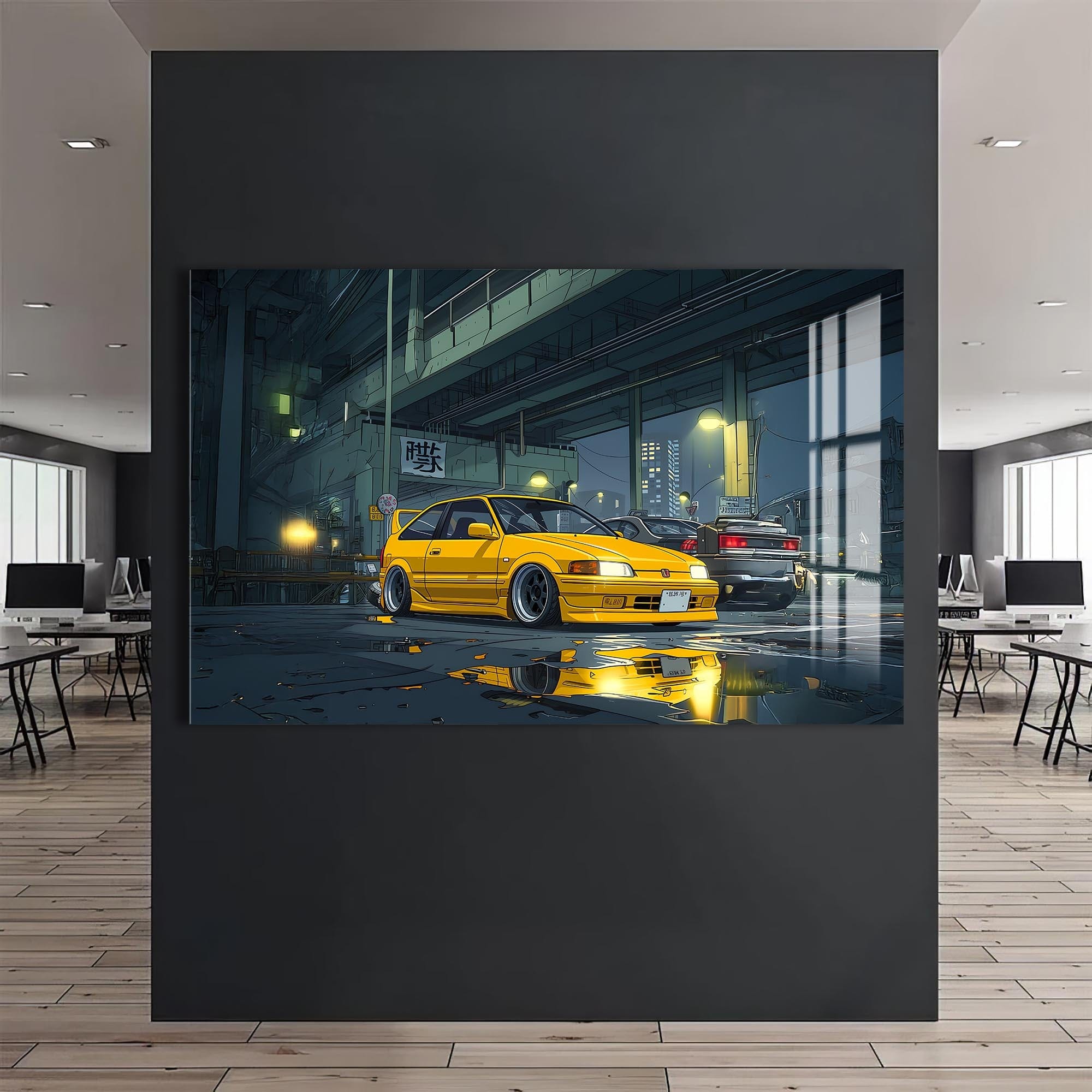 Artronauts Glass Print Night Street Racer–Japanese Car Glass Wall Art
