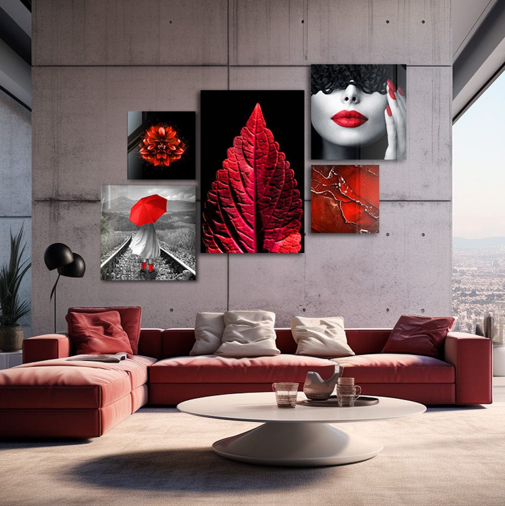 Artronauts Glass Print Shades of Red - Collage