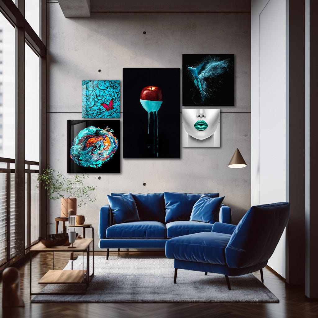 Artronauts Glass Print Shades of Blue - Collage