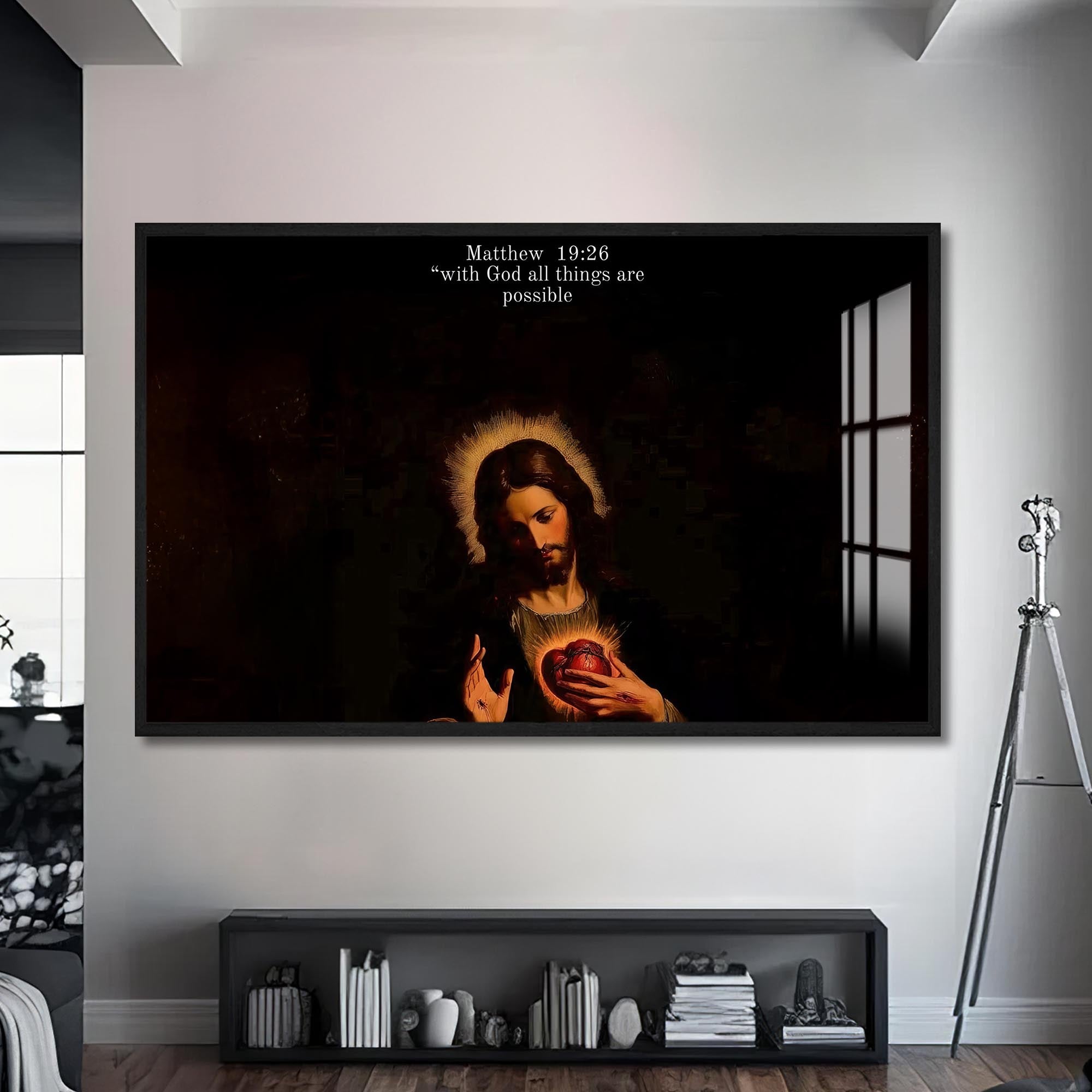 Artronauts Glass Print S | 72x46 cm | 28.3"x18.1" / Black Matthew 19– Christian Tempered Glass Wall Art