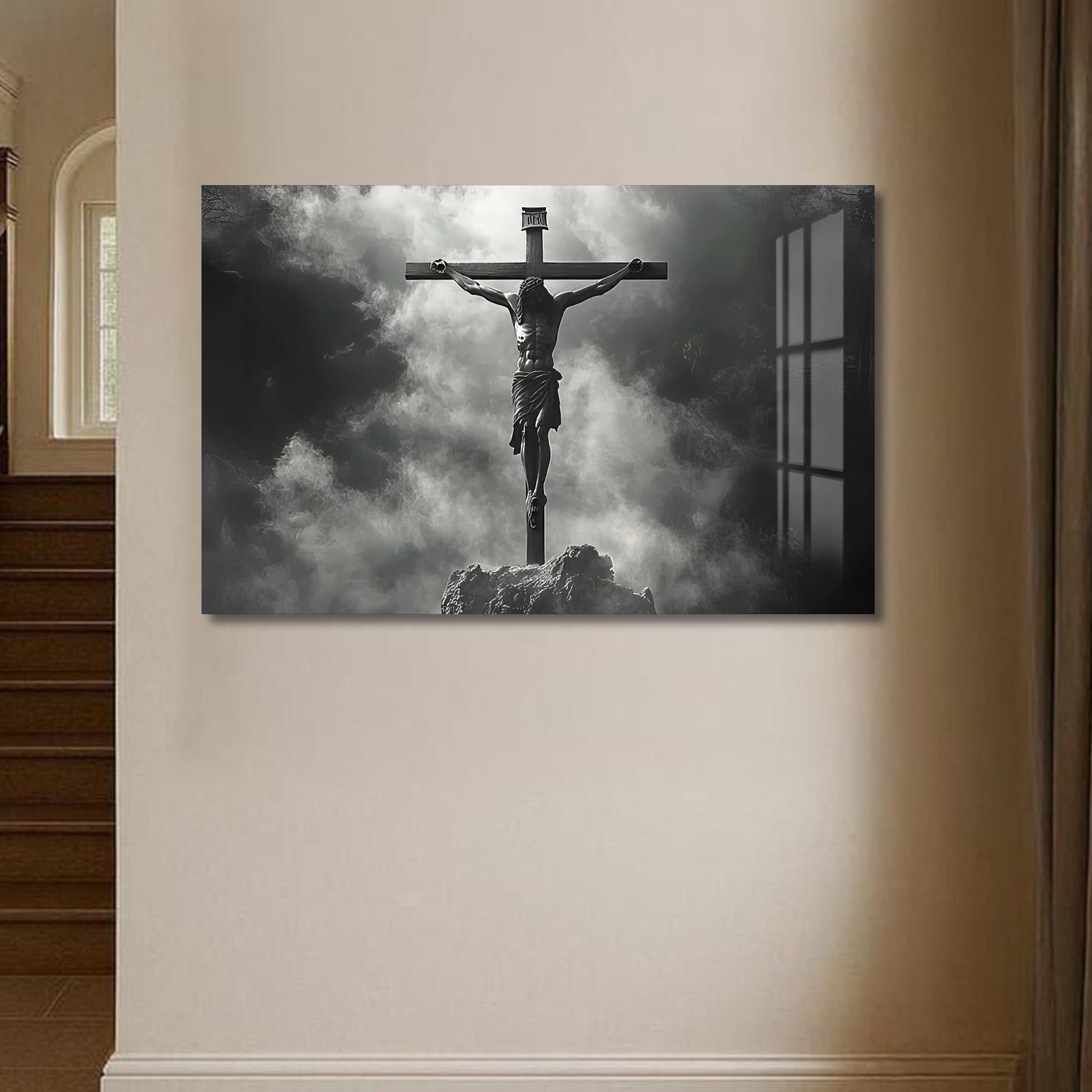 Artronauts Glass Print The Crucifixion in Silence– Christian Tempered Glass Wall Art