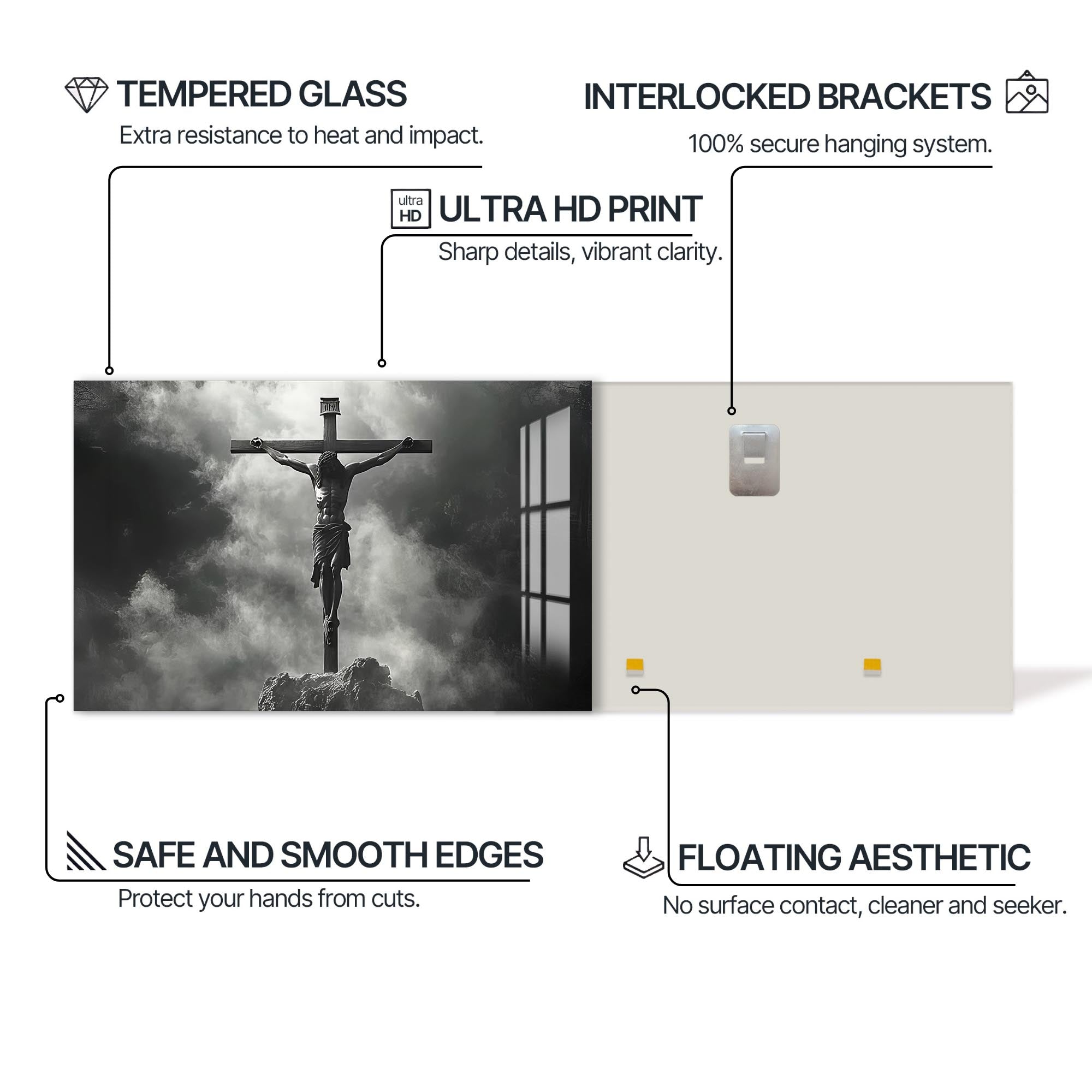 Artronauts Glass Print The Crucifixion in Silence– Christian Tempered Glass Wall Art