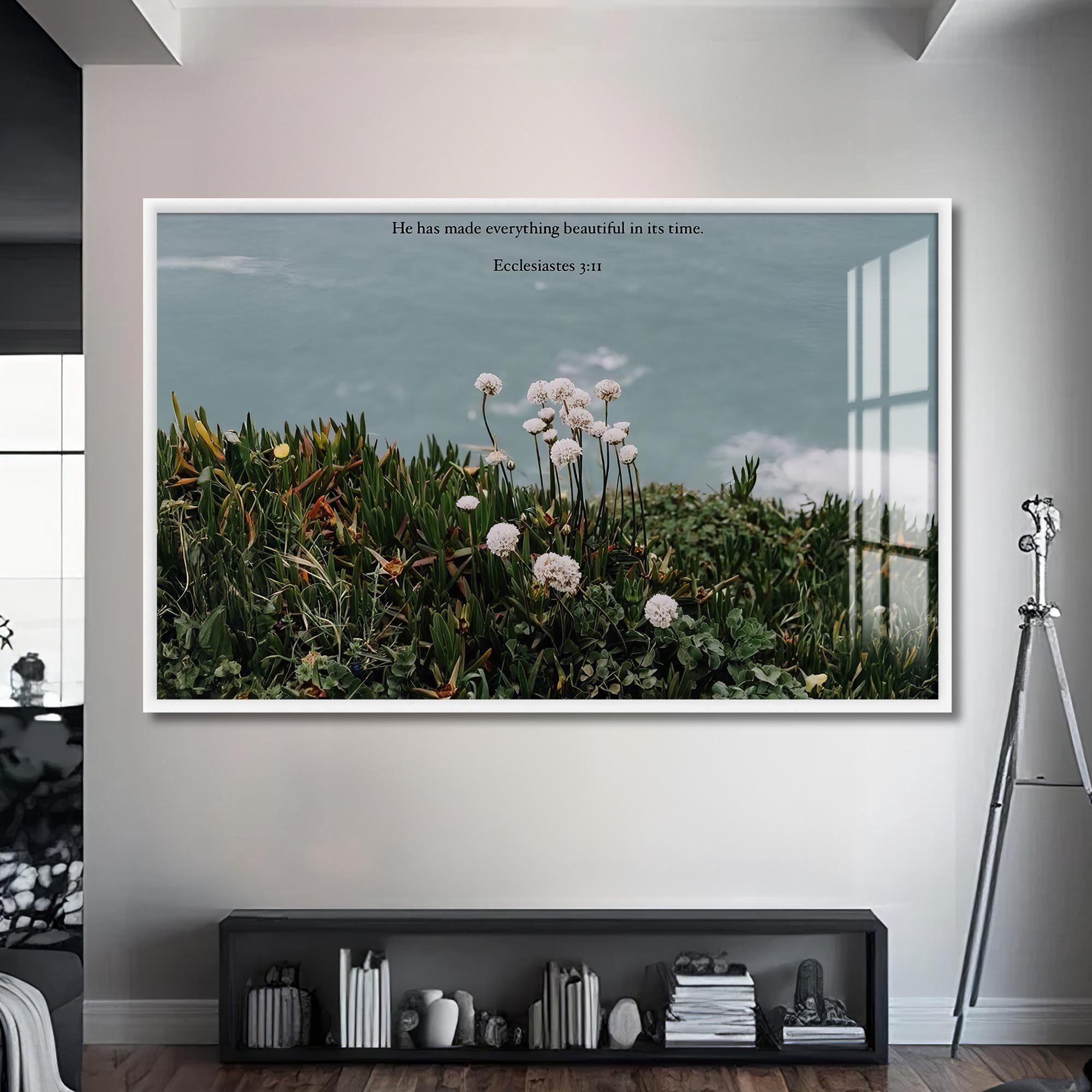 Artronauts Glass Print S | 72x46 cm | 28.3"x18.1" / White Ecclesiastes 3:11– Christian Tempered Glass Wall Art