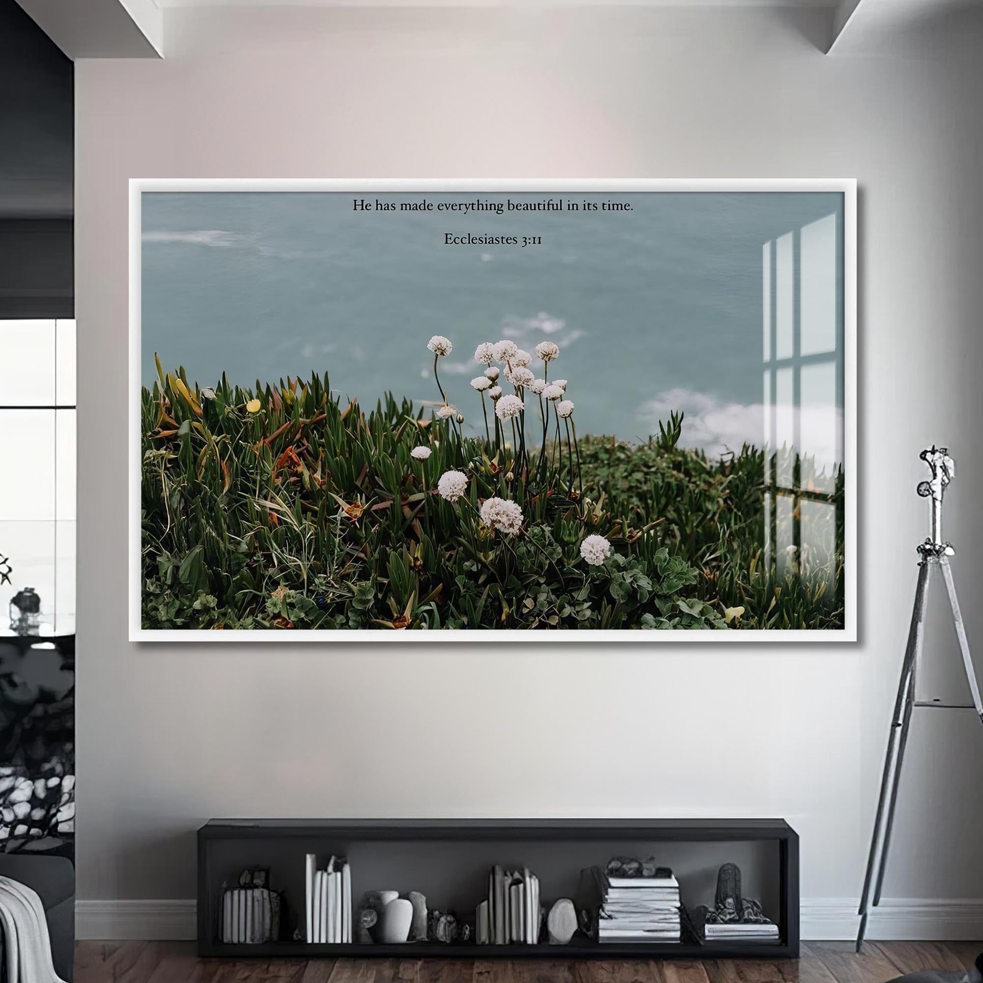 Artronauts Glass Print S | 72x46 cm | 28.3"x18.1" / White Ecclesiastes 3:11– Christian Tempered Glass Wall Art