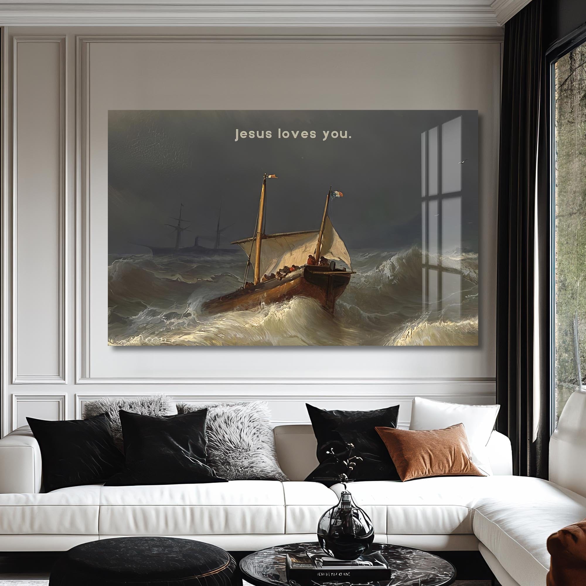 Artronauts Glass Print Jesus Loves You– Christian Tempered Glass Wall Art