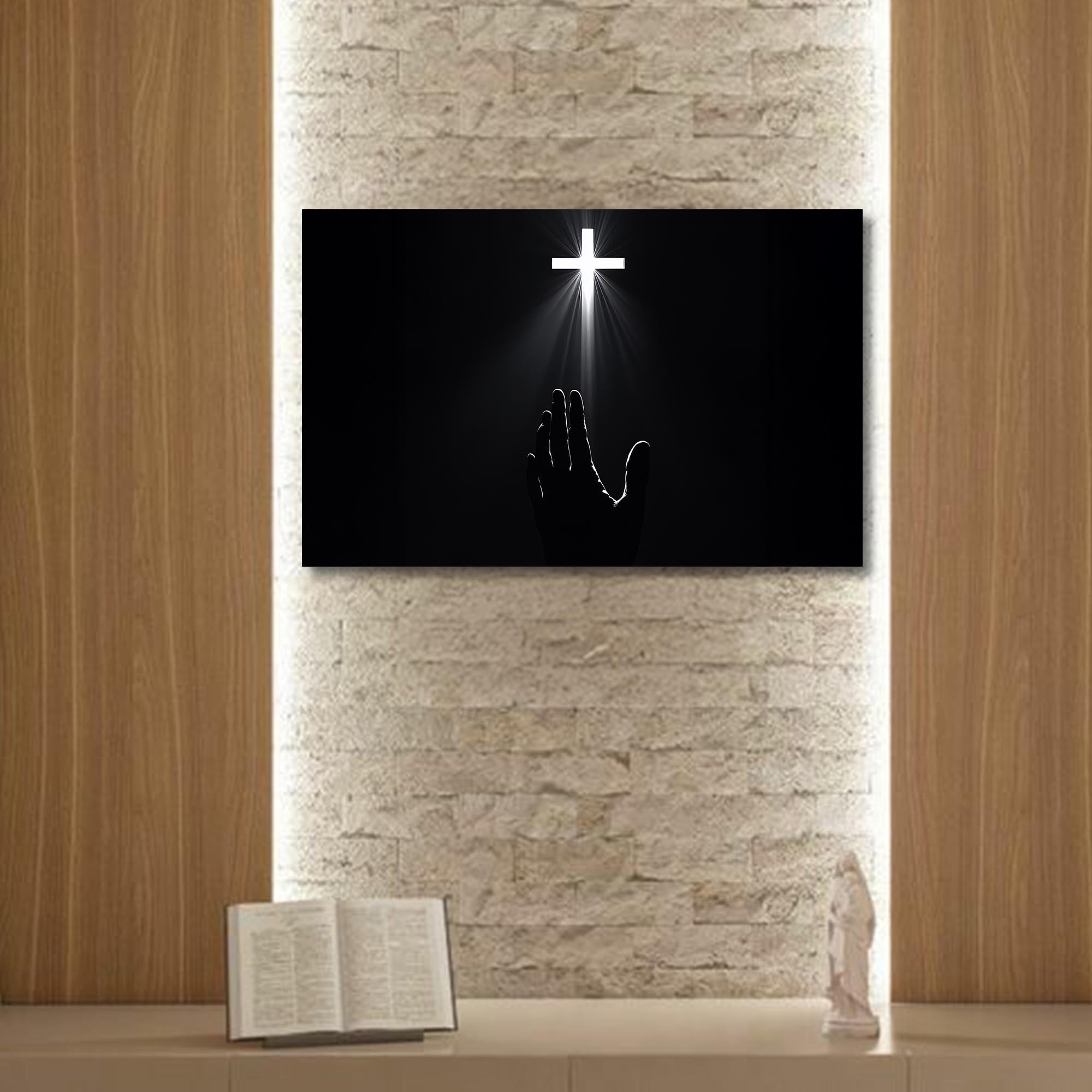Artronauts Glass Print Reaching Toward the Cross- Christian Tempered Glass Wall Art