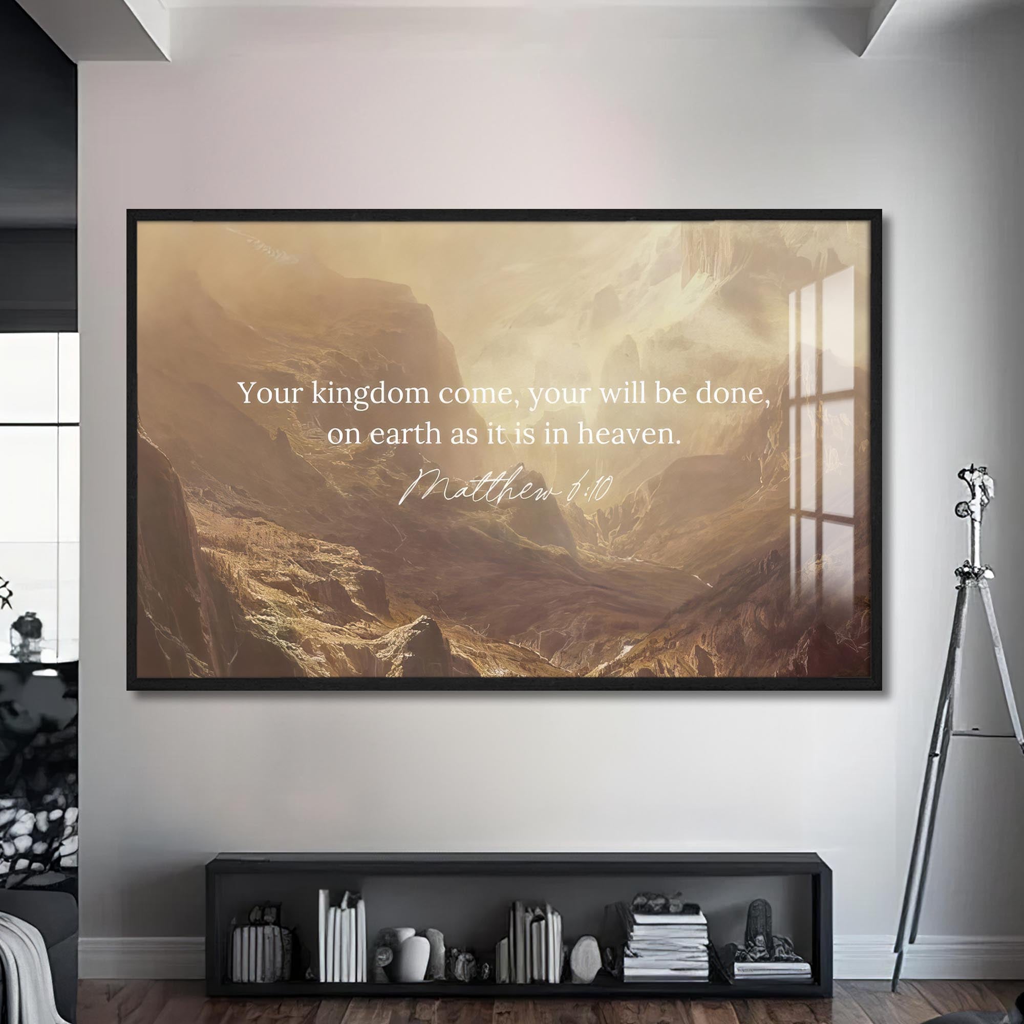 Artronauts Glass Print S | 72x46 cm | 28.3"x18.1" / Black Thy Kingdom Come- Christian Tempered Glass Wall Art