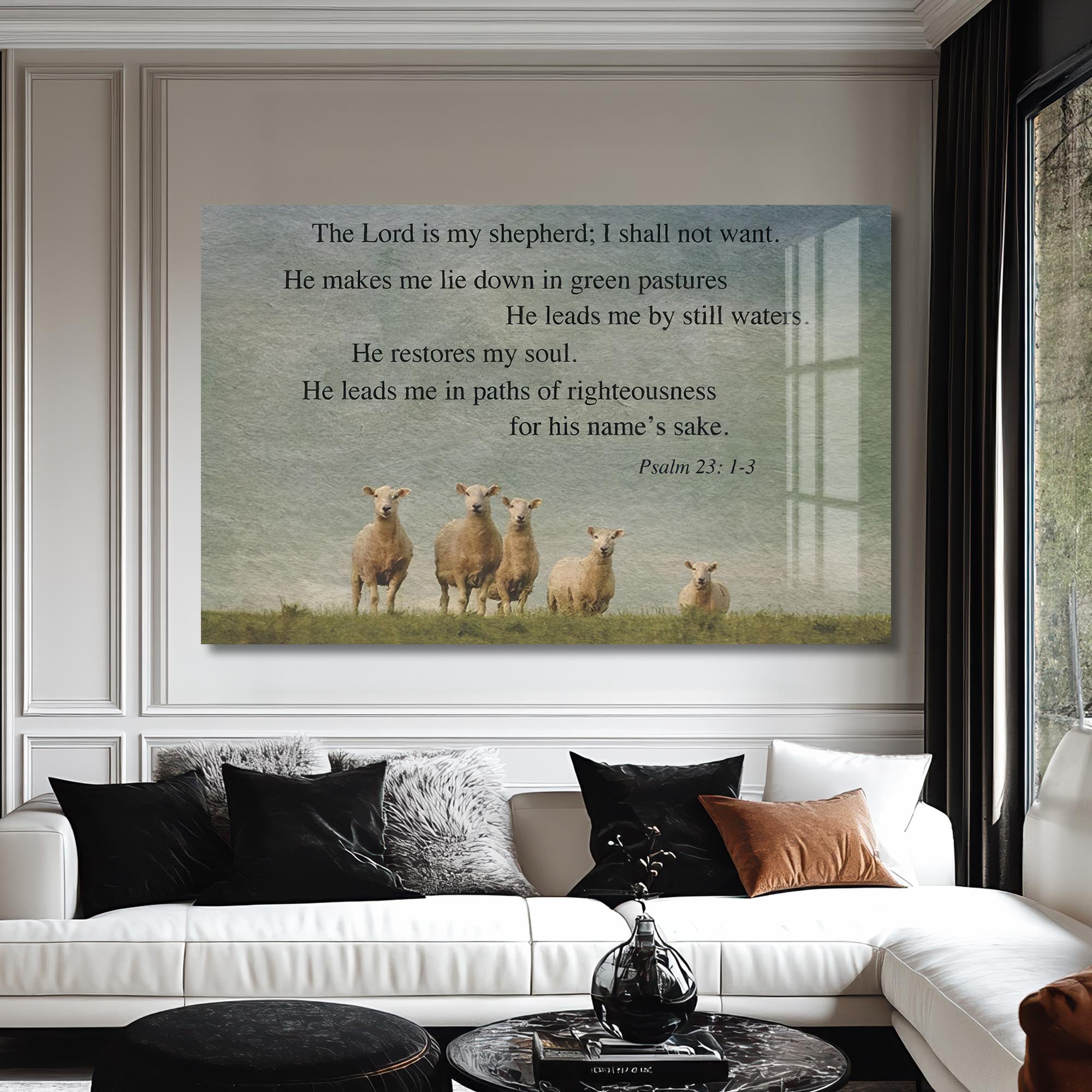 Artronauts Glass Print The Lord Is My Shepherd- Christian Tempered Glass Wall Art