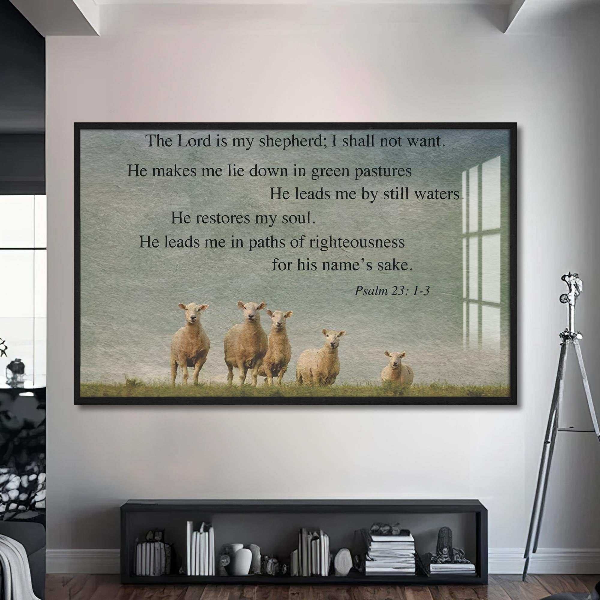 Artronauts Glass Print S | 72x46 cm | 28.3"x18.1" / Black The Lord Is My Shepherd- Christian Tempered Glass Wall Art