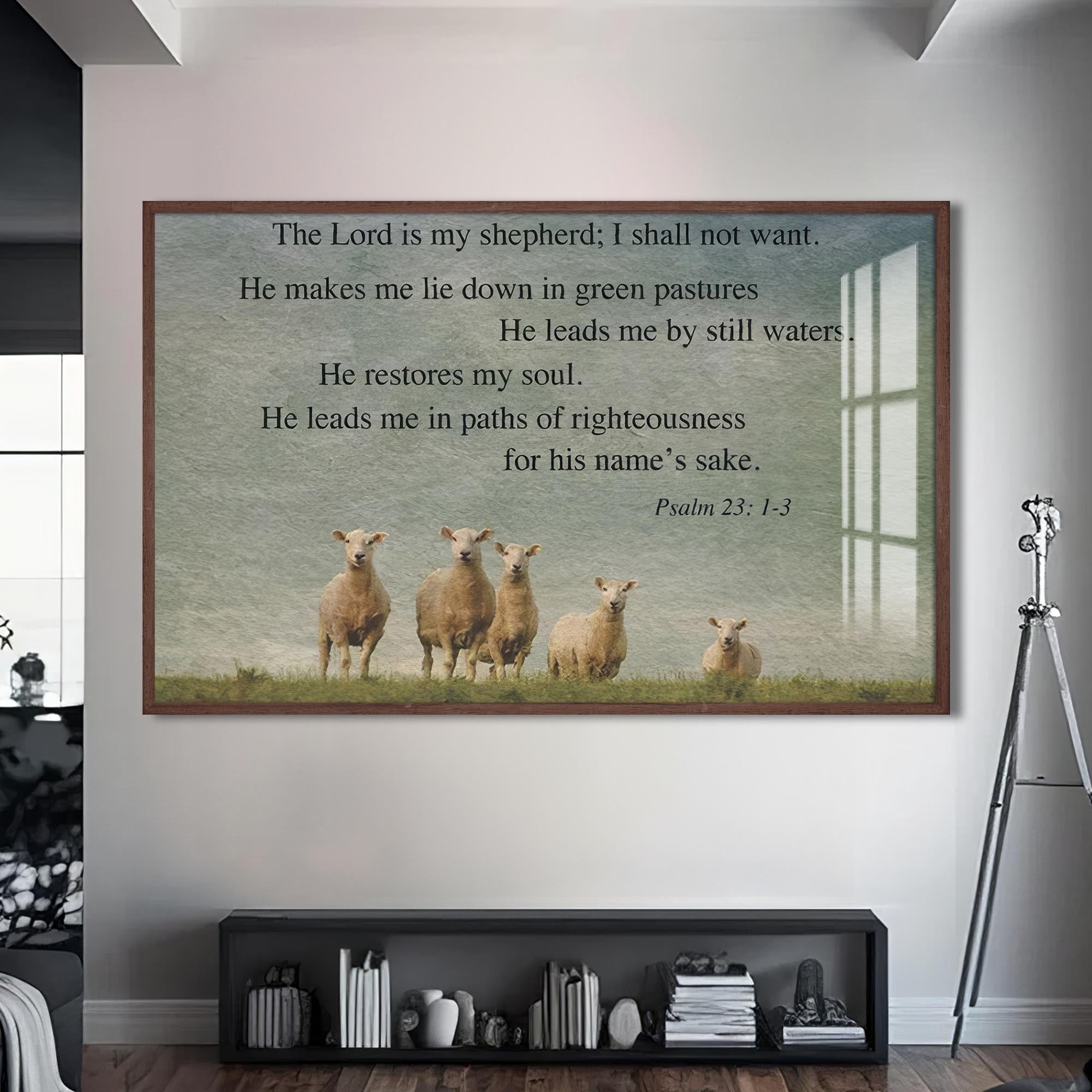 Artronauts Glass Print S | 72x46 cm | 28.3"x18.1" / Walnut The Lord Is My Shepherd- Christian Tempered Glass Wall Art