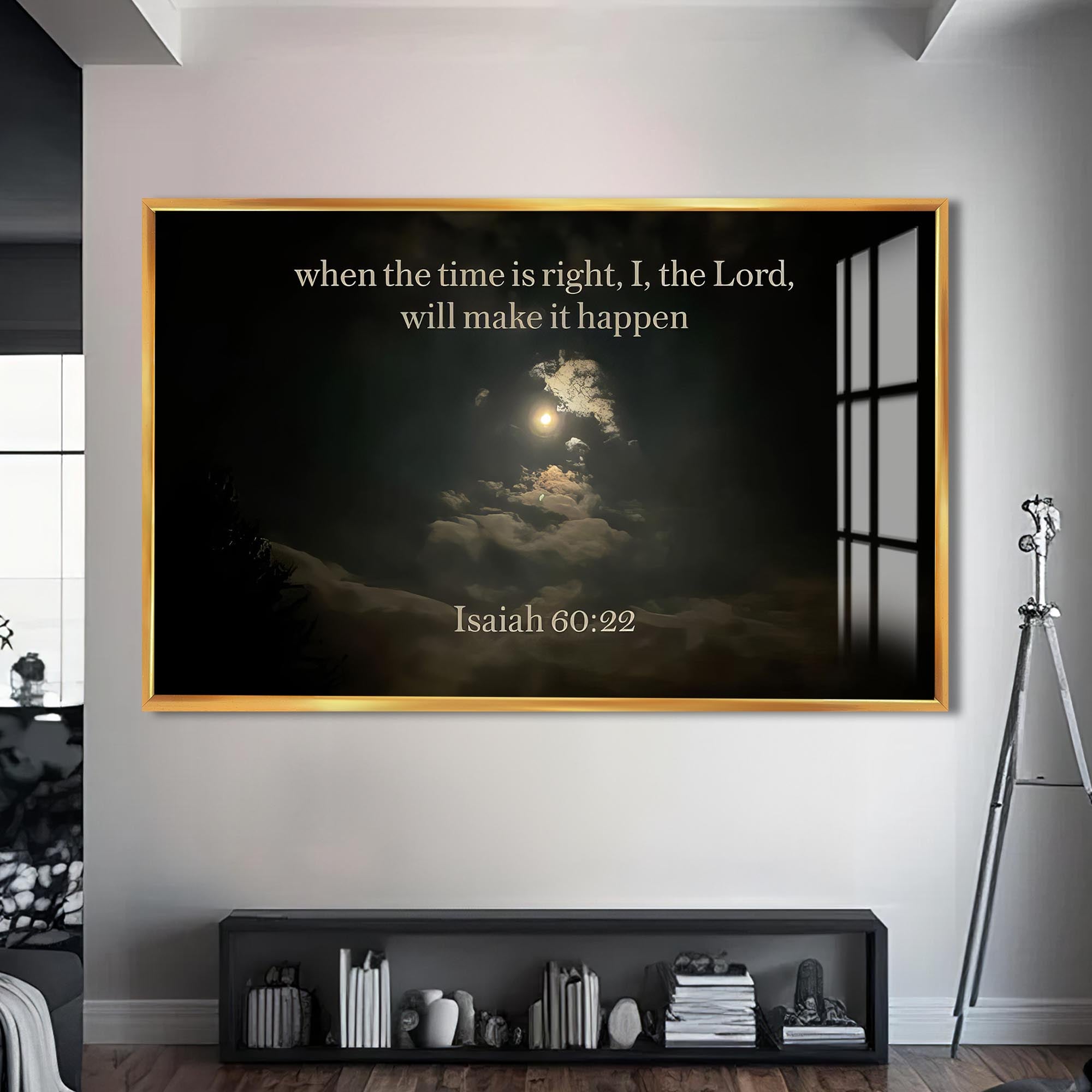 Artronauts Glass Print S | 72x46 cm | 28.3"x18.1" / Gold Isaiah 60:22- Christian Tempered Glass Wall Art