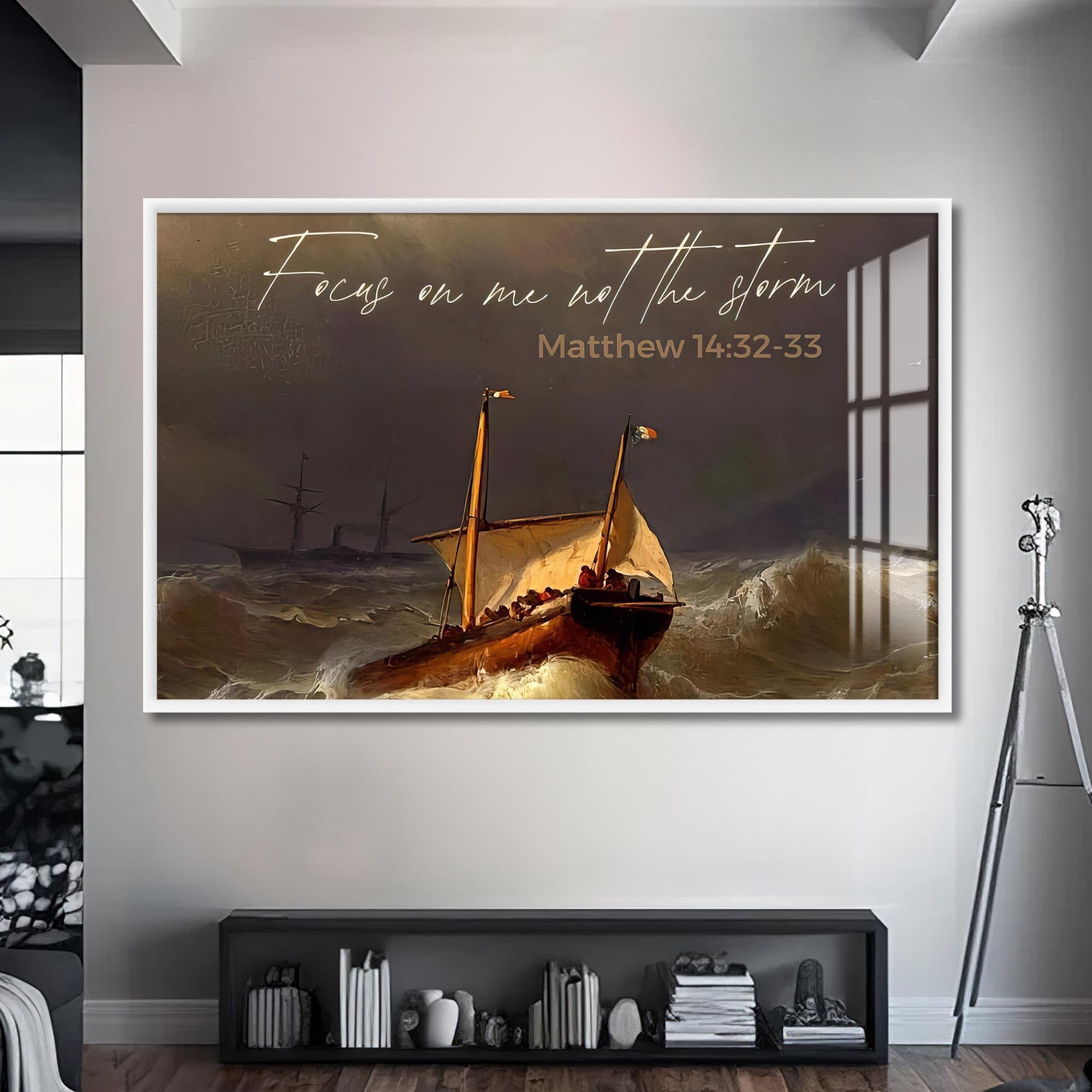 Artronauts Glass Print S | 72x46 cm | 28.3"x18.1" / White Focus on Me- Christian Tempered Glass Wall Art