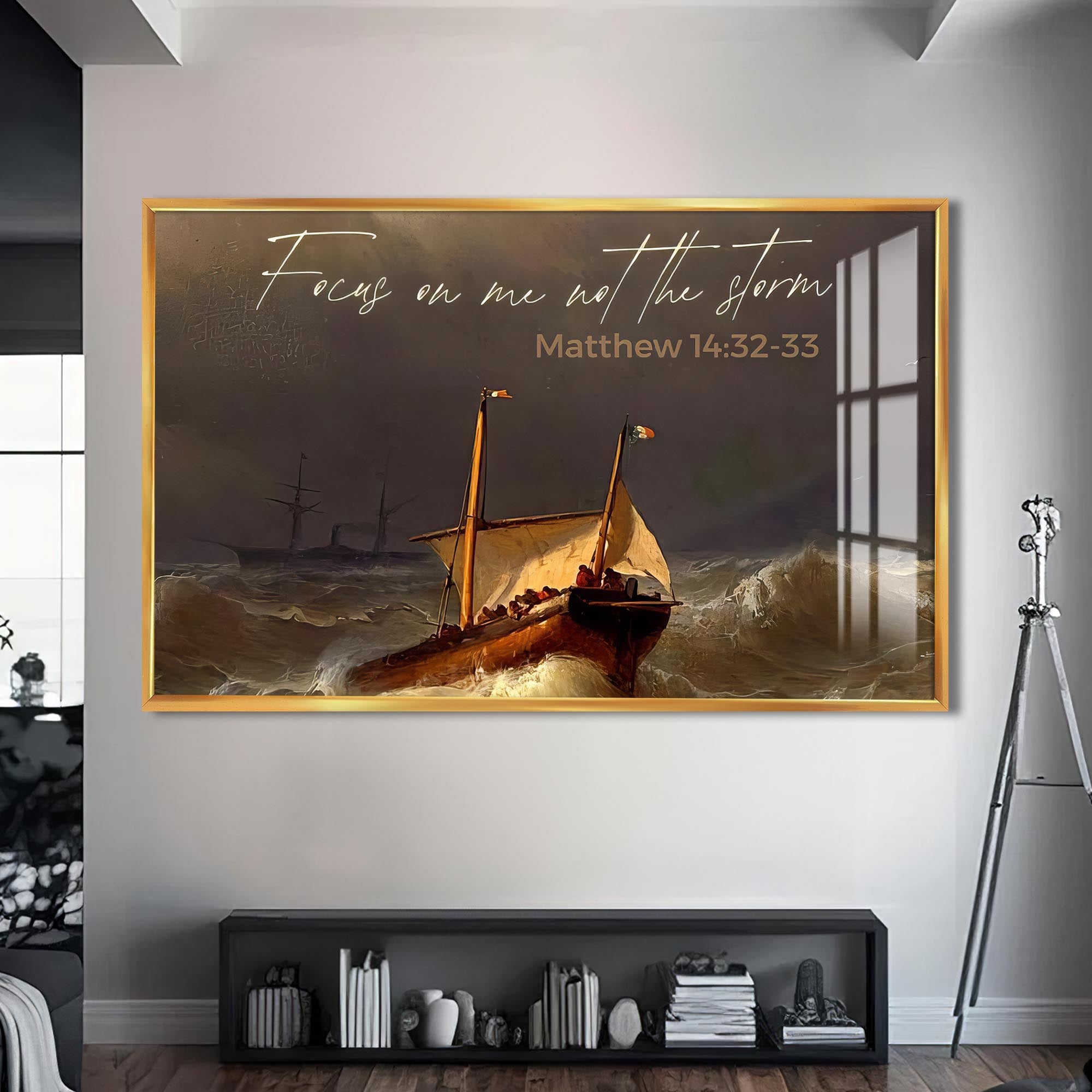 Artronauts Glass Print S | 72x46 cm | 28.3"x18.1" / Gold Focus on Me- Christian Tempered Glass Wall Art