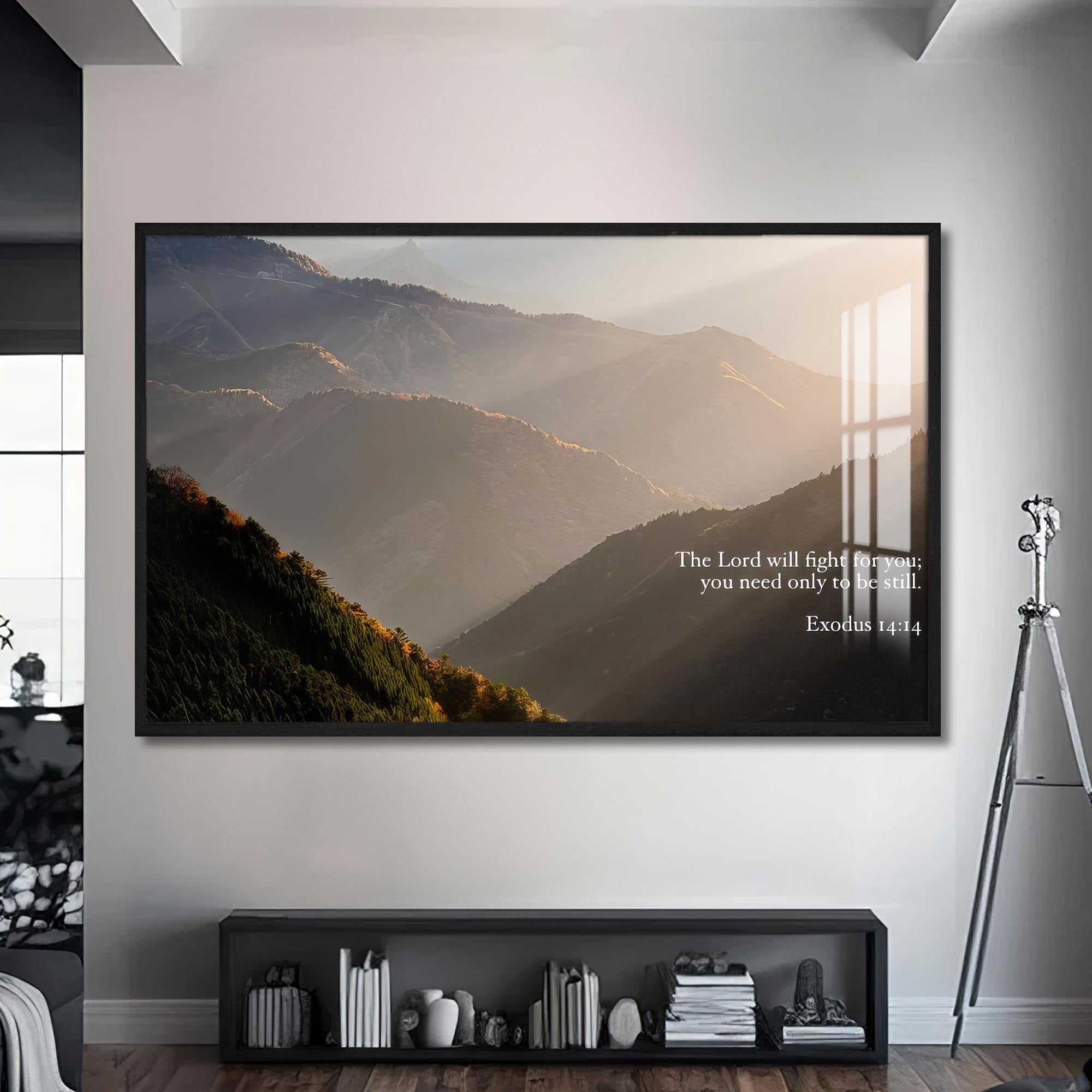 Artronauts Glass Print S | 72x46 cm | 28.3"x18.1" / Black Exodus 14– Christian Tempered Glass Wall Art