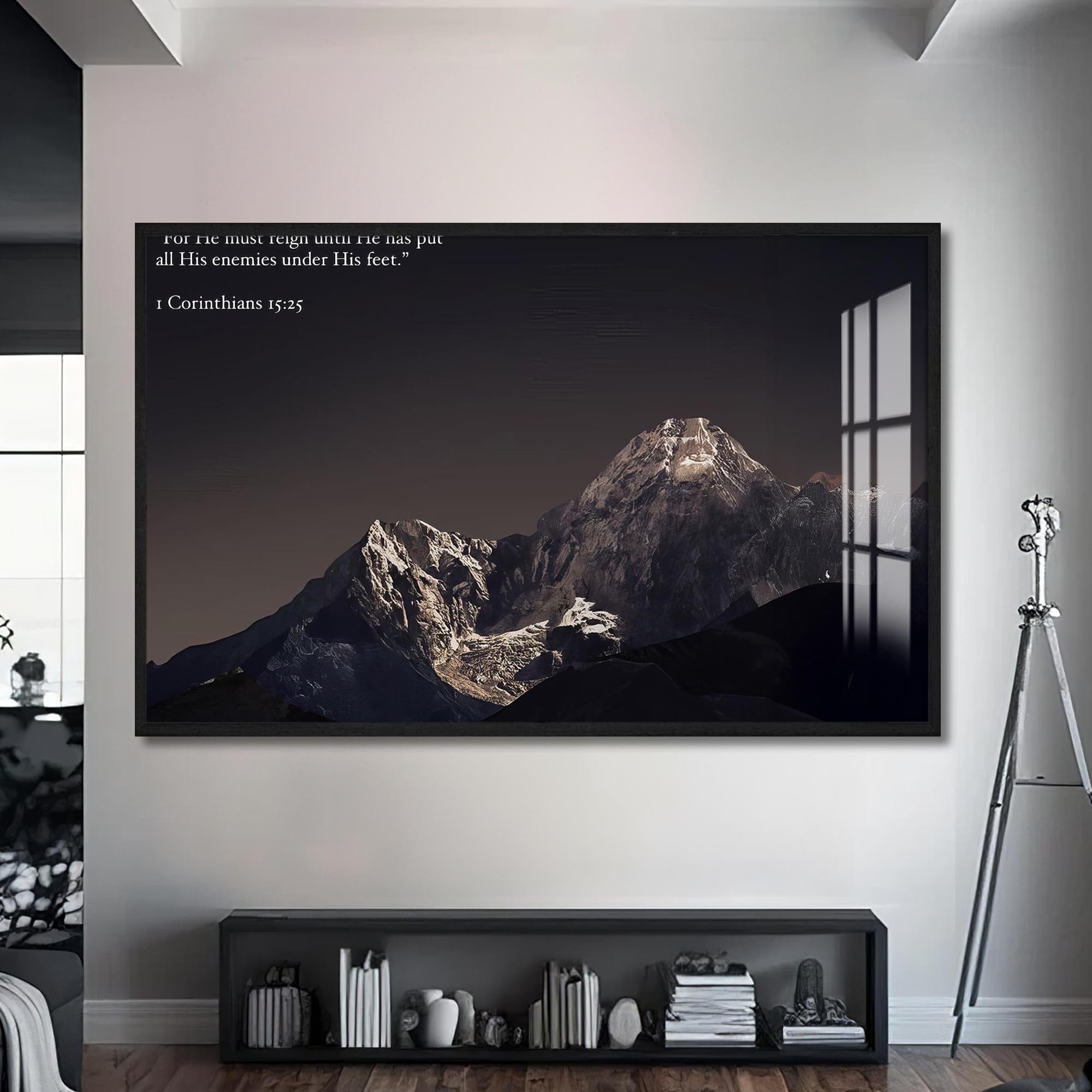 Artronauts Glass Print S | 72x46 cm | 28.3"x18.1" / Black Biblical Mountain– Christian Tempered Glass Wall Art