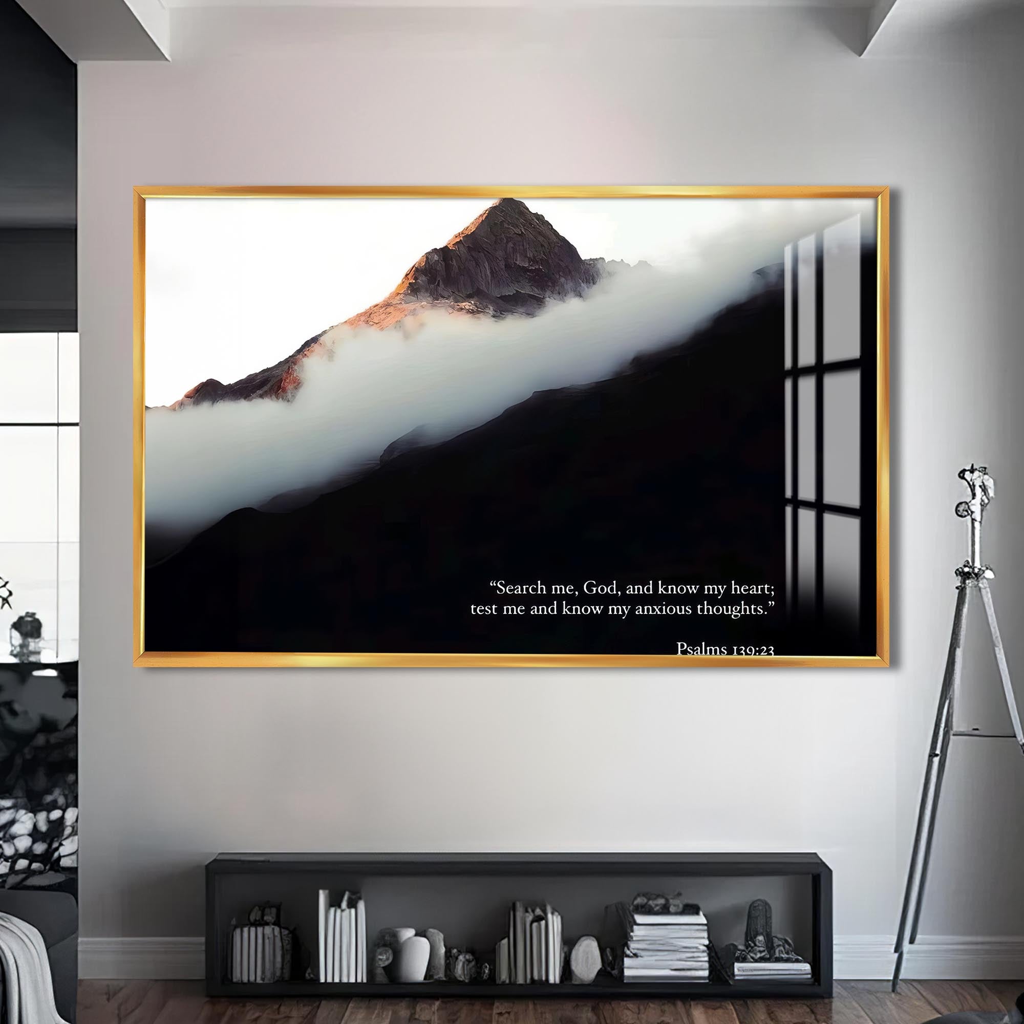 Artronauts Glass Print S | 72x46 cm | 28.3"x18.1" / Gold Psalm 139– Christian Tempered Glass Wall Art