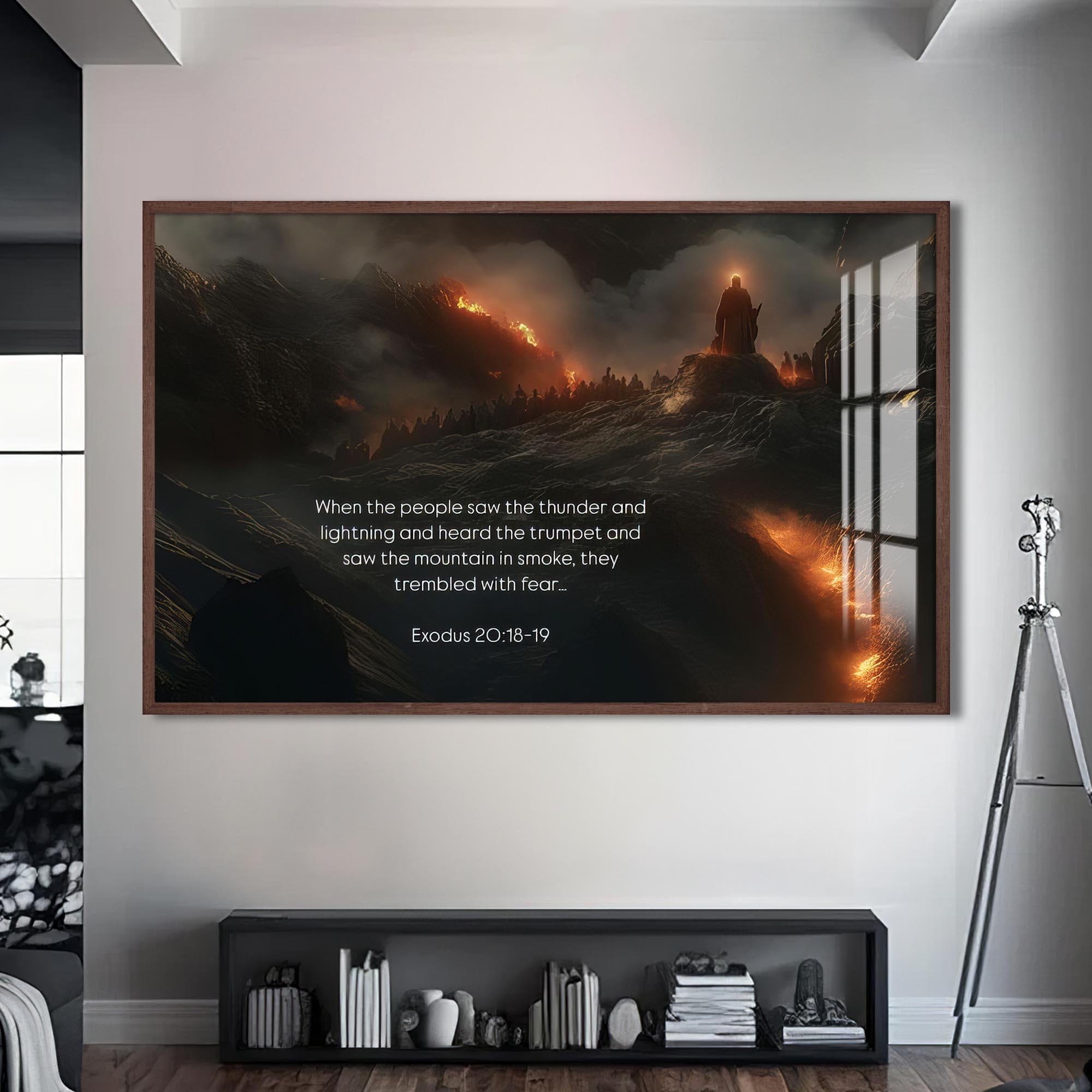 Artronauts Glass Print S | 72x46 cm | 28.3"x18.1" / Walnut Exodus 20– Christian Tempered Glass Wall Art
