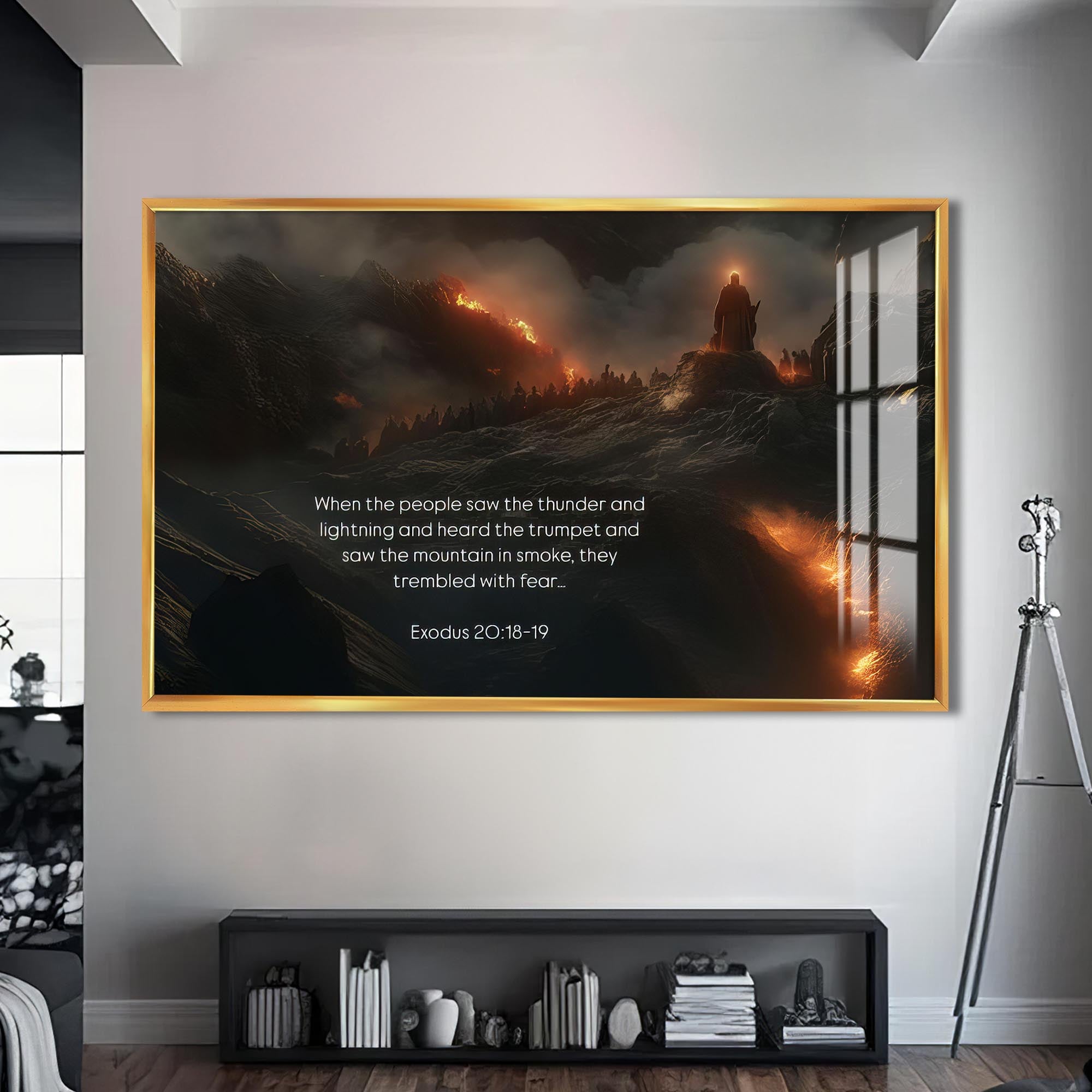 Artronauts Glass Print S | 72x46 cm | 28.3"x18.1" / Gold Exodus 20– Christian Tempered Glass Wall Art