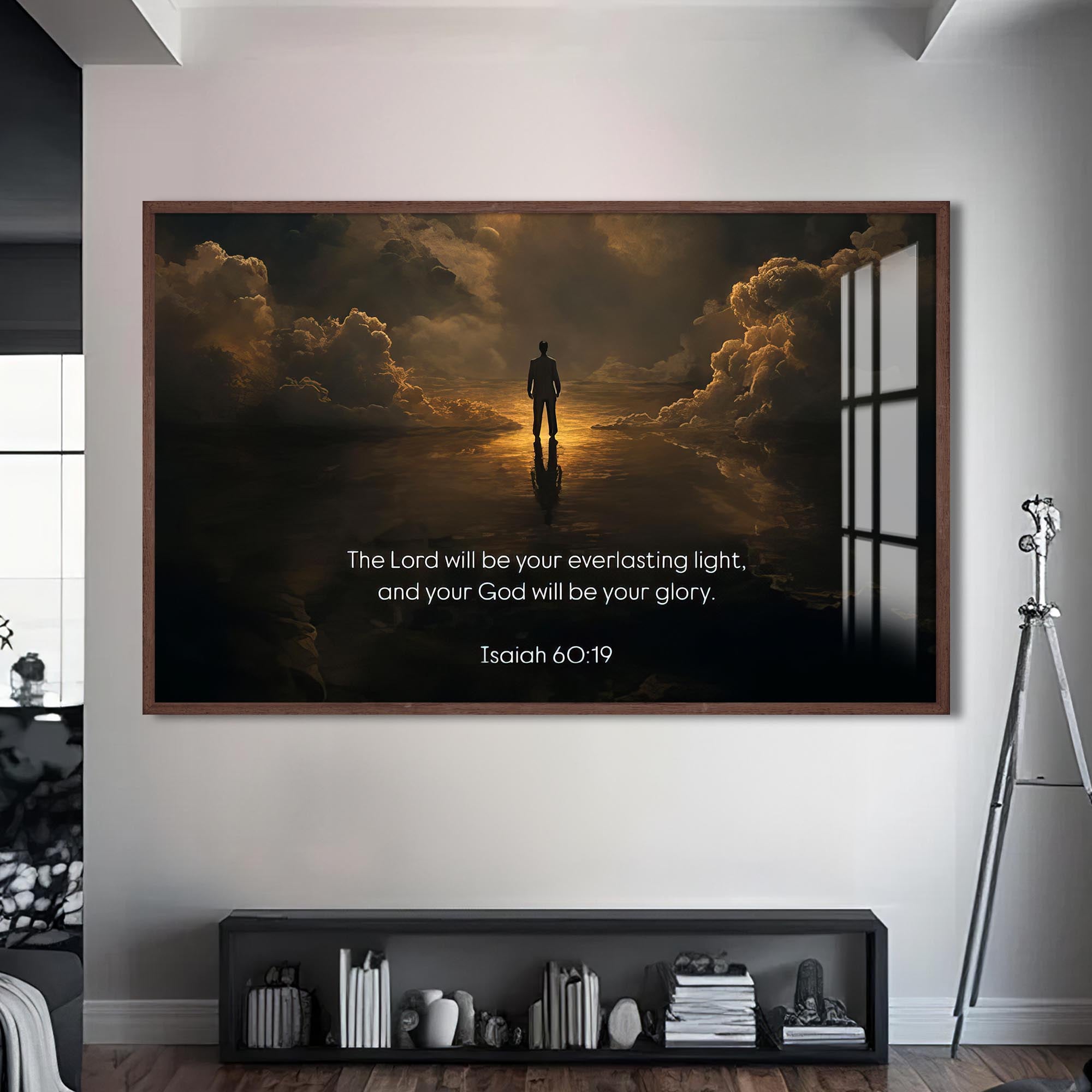 Artronauts Glass Print S | 72x46 cm | 28.3"x18.1" / Walnut Isaiah 60– Christian Tempered Glass Wall Art