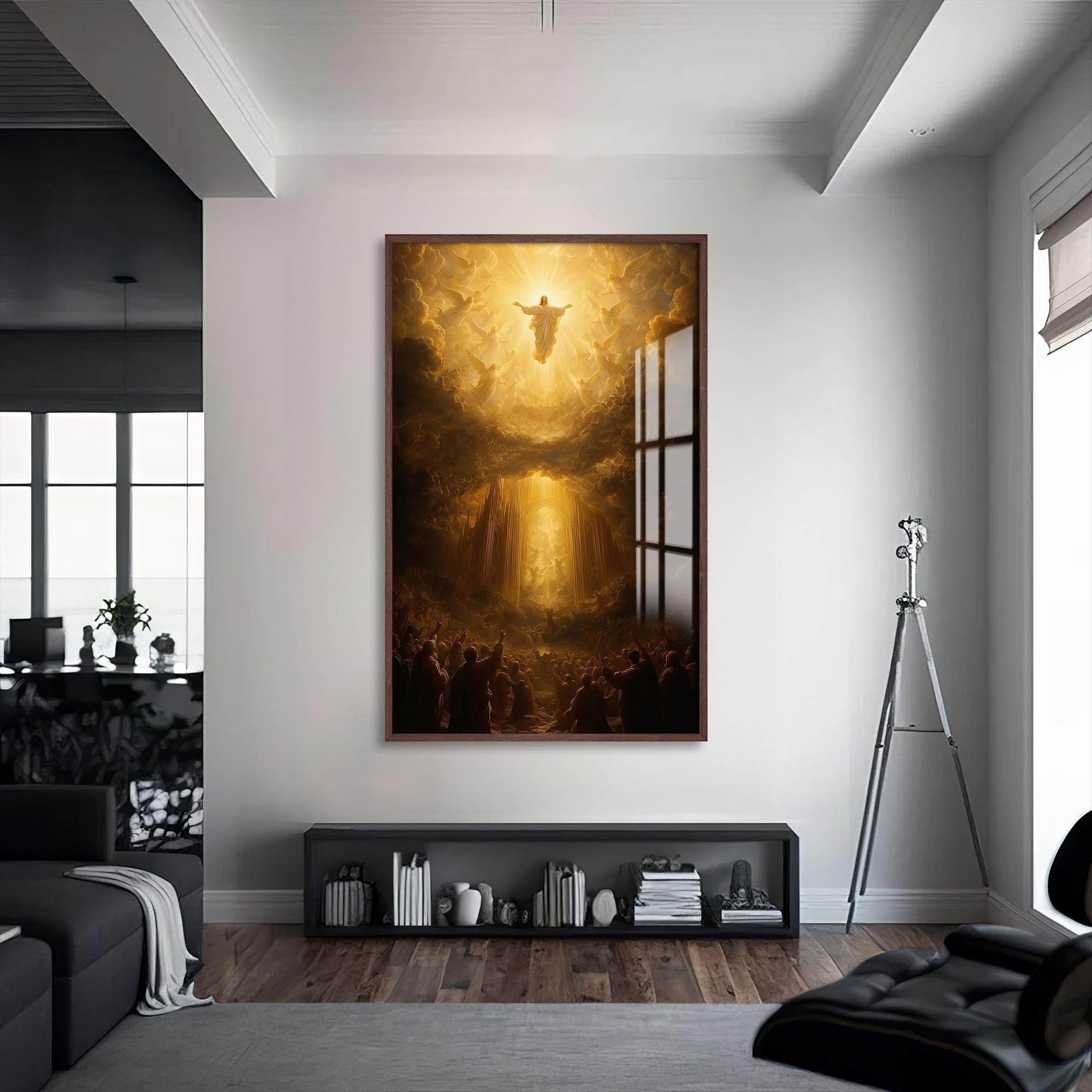 Artronauts Glass Print S | 72x46 cm | 28.3"x18.1" / Walnut Ascension of Light– Christian Tempered Glass Wall Art