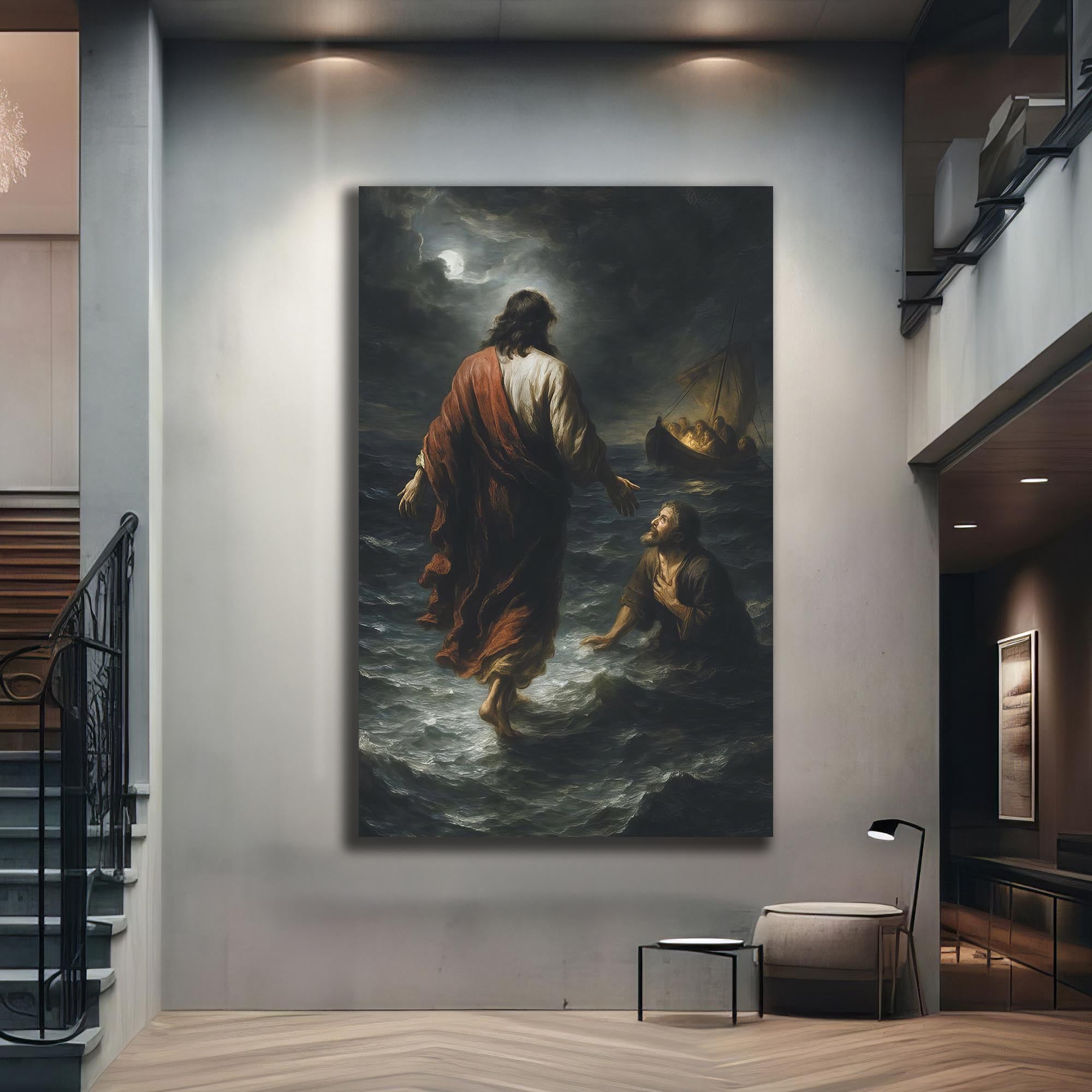 Faith Upon the Waters– Christian Tempered Glass Wall Art