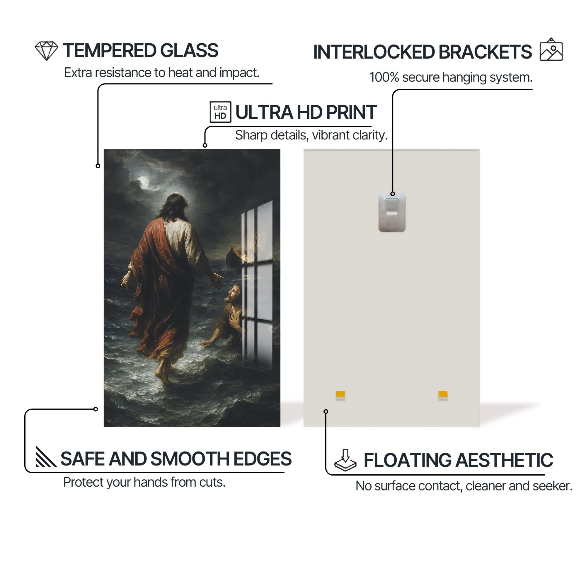 Faith Upon the Waters– Christian Tempered Glass Wall Art