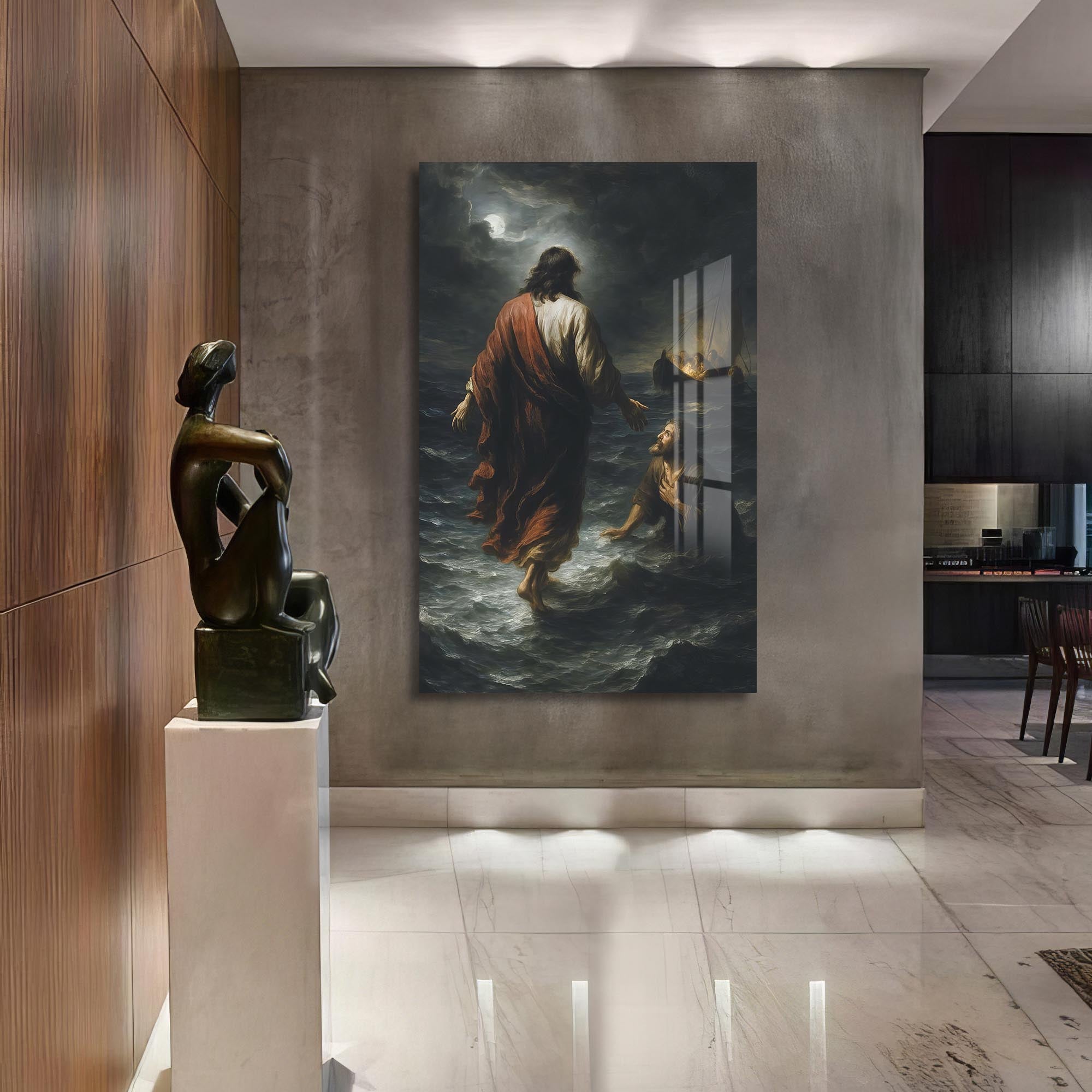 Faith Upon the Waters– Christian Tempered Glass Wall Art