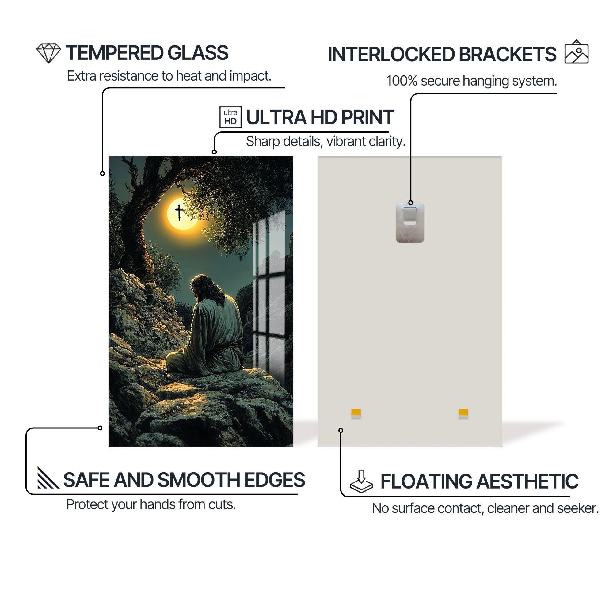 Artronauts Glass Print Gethsemane Silence– Christian Tempered Glass Wall Art