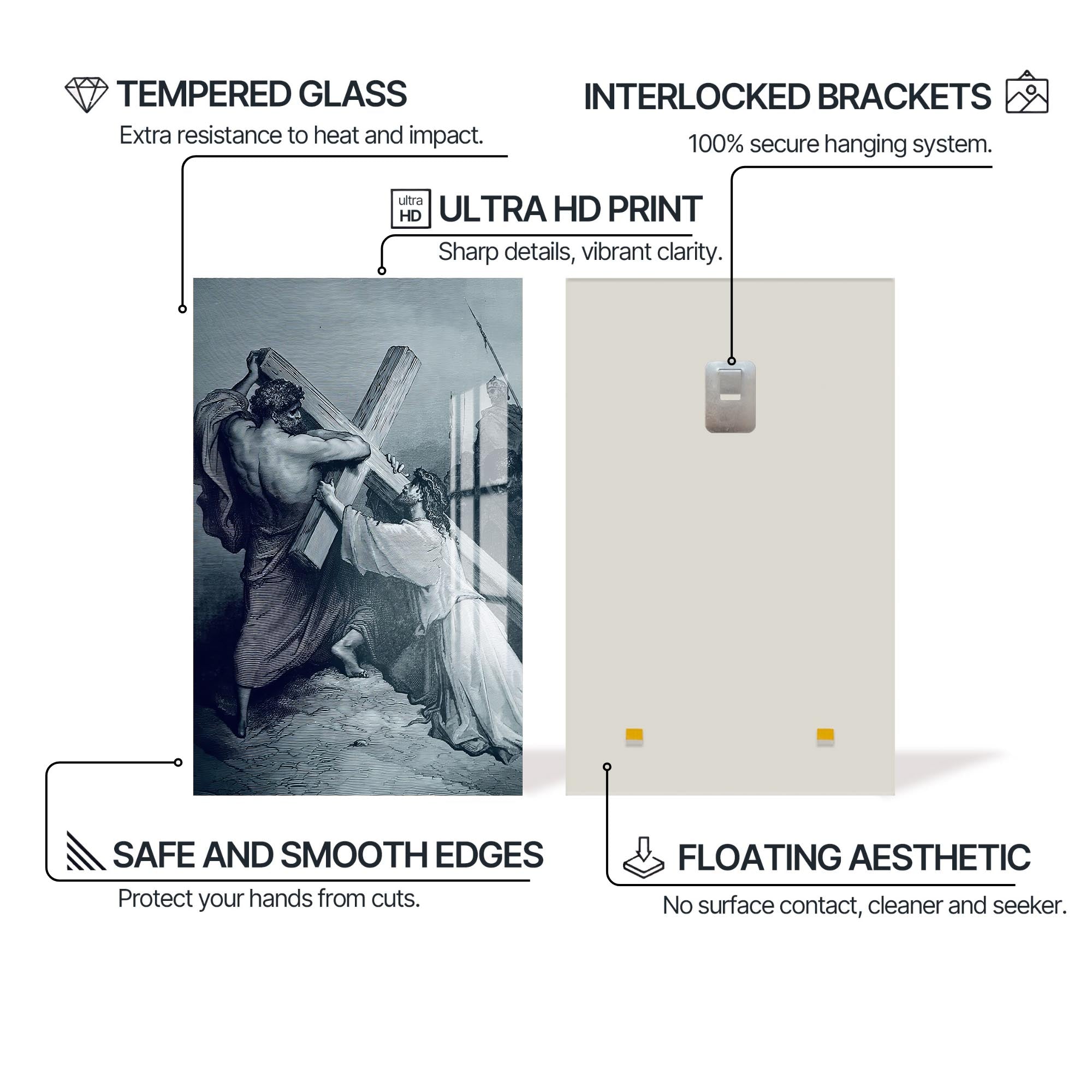 Artronauts Glass Print The Burden of the Cross– Christian Tempered Glass Wall Art