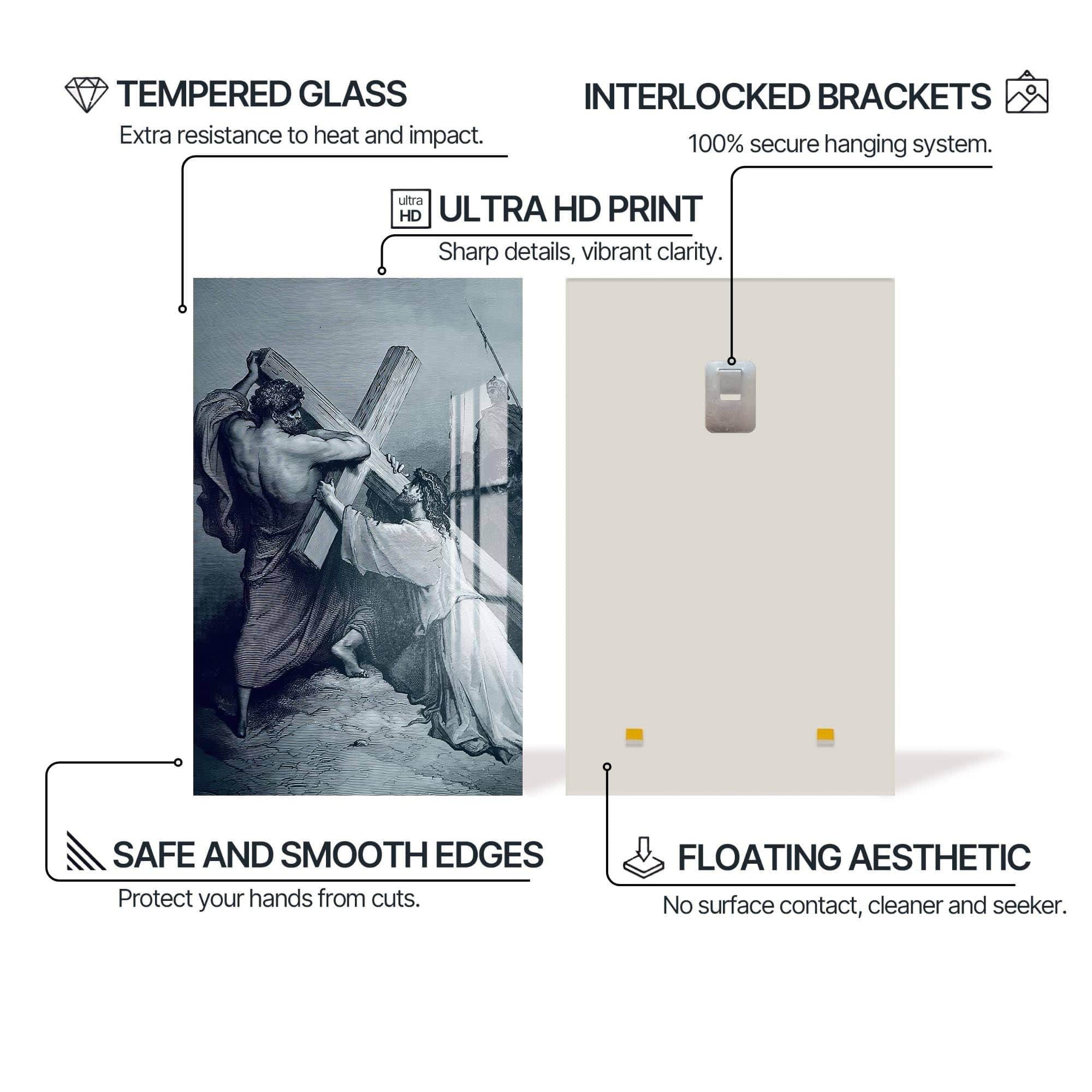 Artronauts Glass Print The Burden of the Cross– Christian Tempered Glass Wall Art