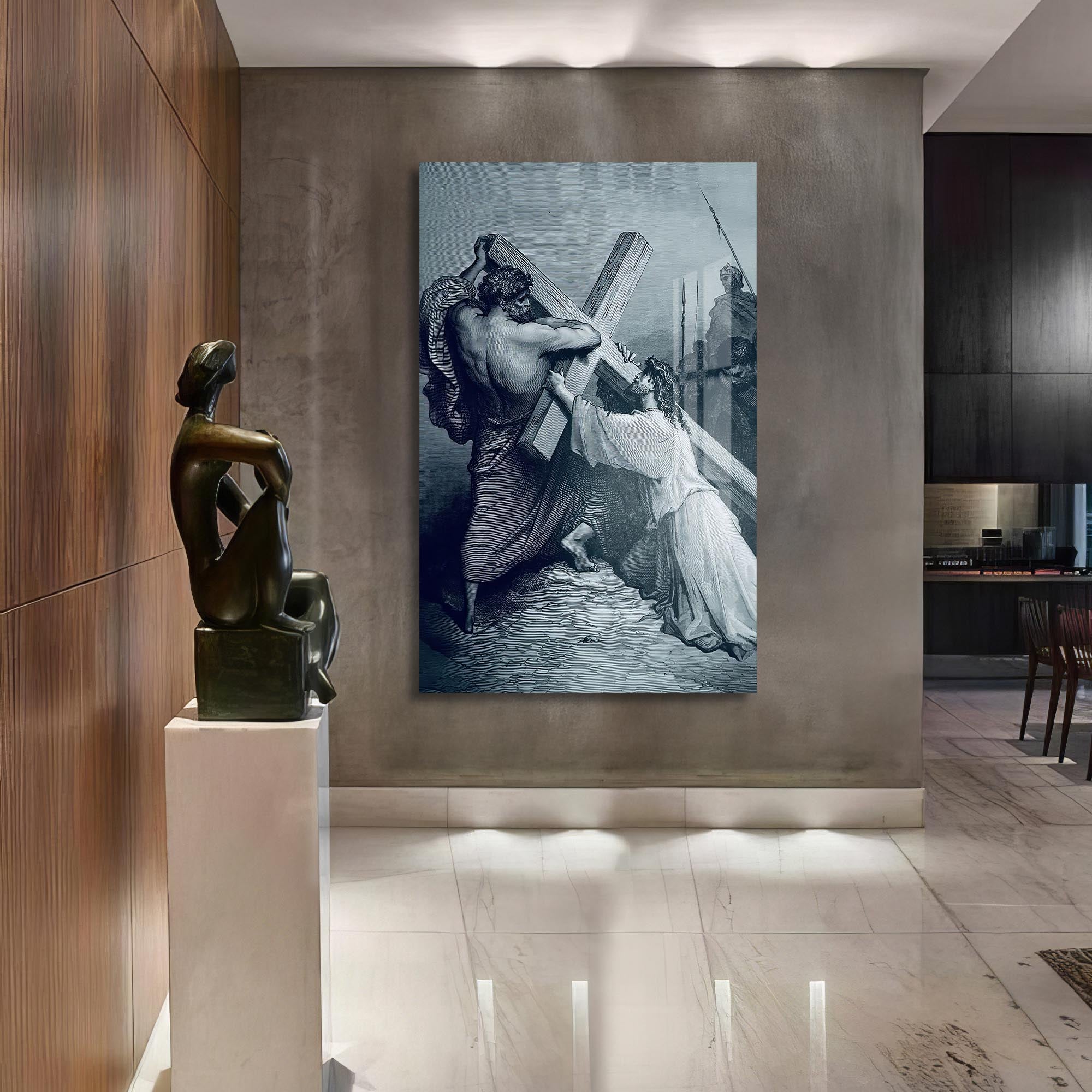 Artronauts Glass Print The Burden of the Cross– Christian Tempered Glass Wall Art