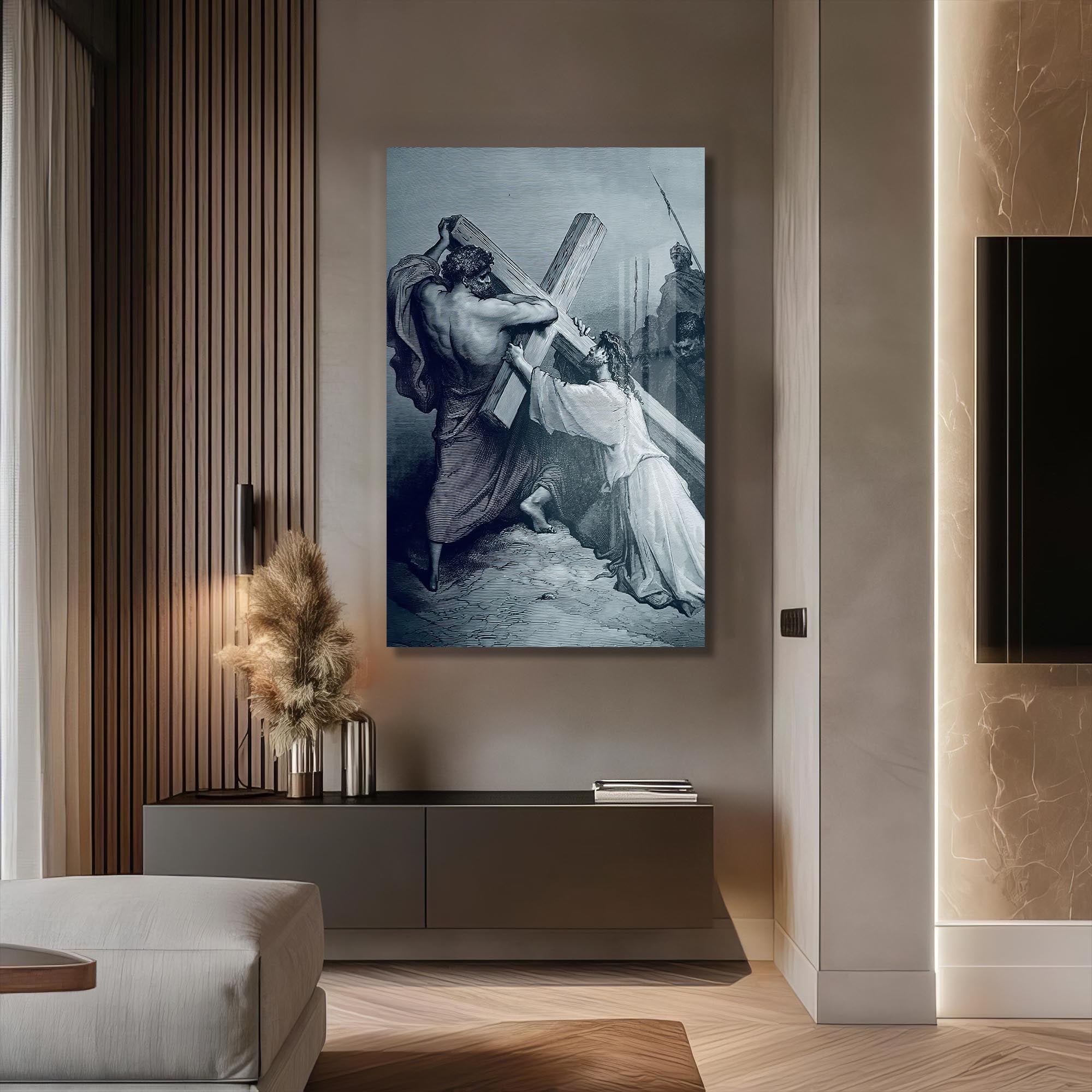 Artronauts Glass Print The Burden of the Cross– Christian Tempered Glass Wall Art