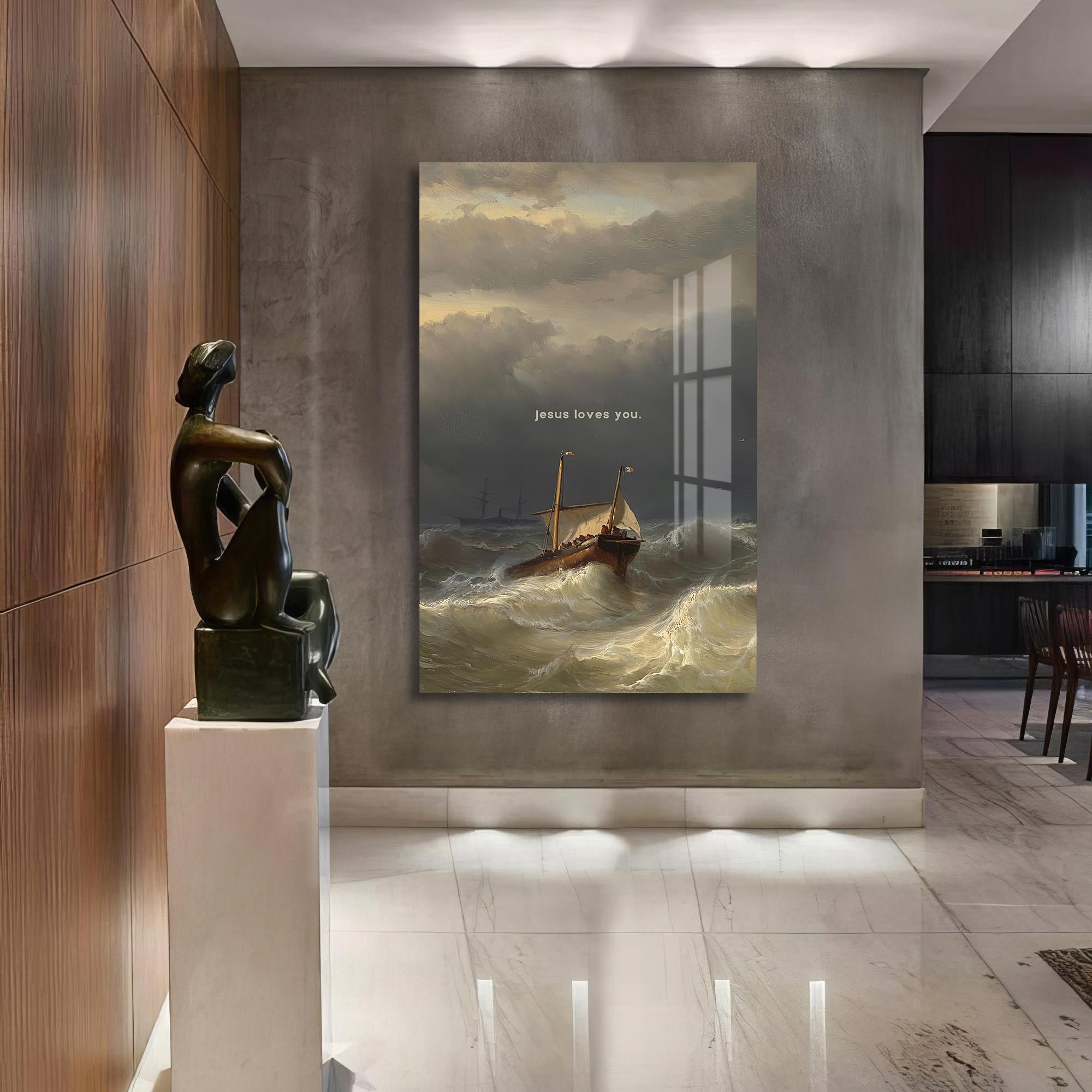 Faith Through the Storm– Christian Tempered Glass Wall Art