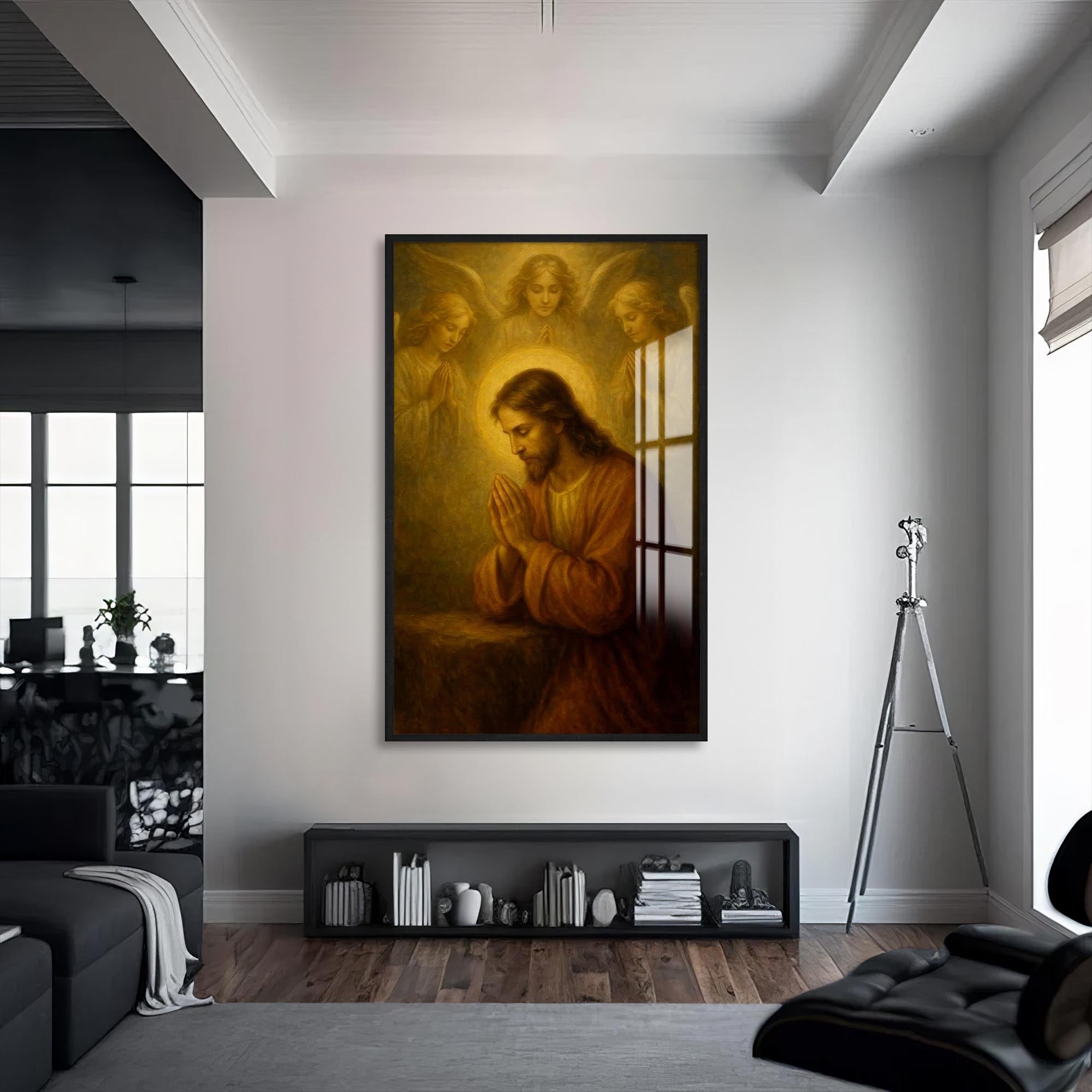 Artronauts Glass Print S | 72x46 cm | 28.3"x18.1" / Black Heavenly Witness– Christian Tempered Glass Wall Art