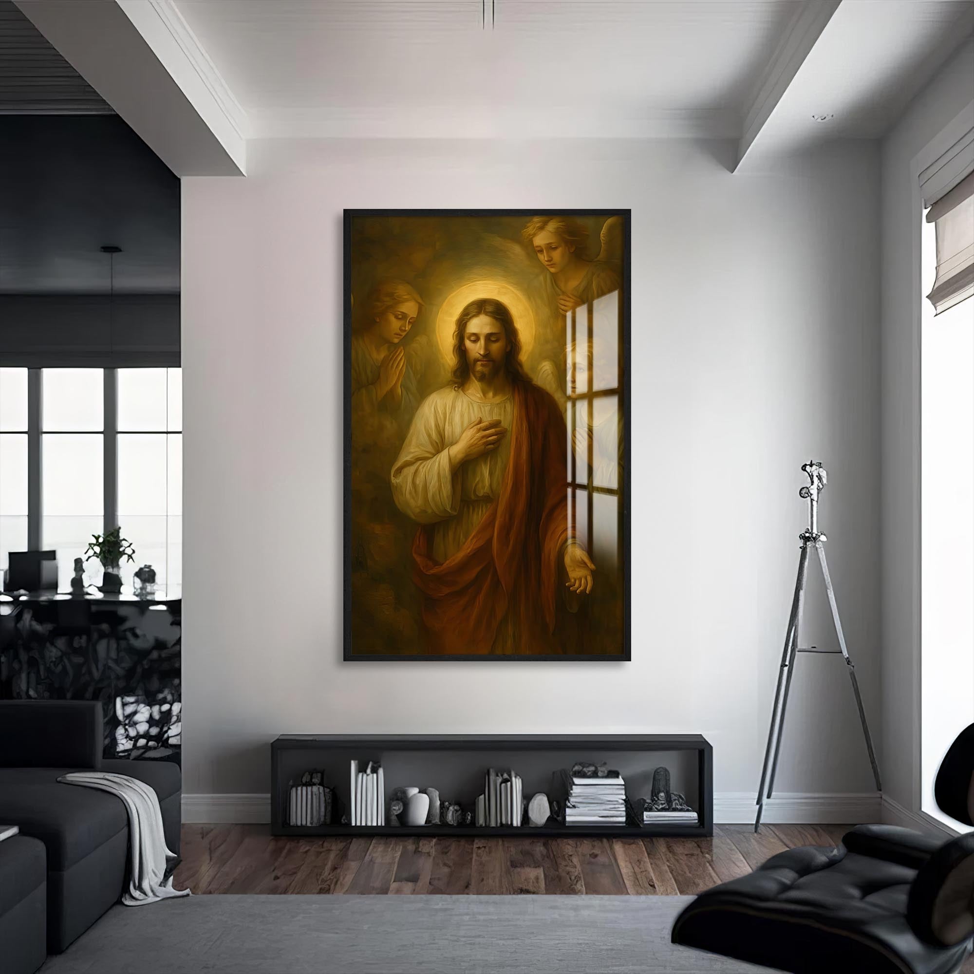 Artronauts Glass Print S | 72x46 cm | 28.3"x18.1" / Black The Call of Mercy– Christian Tempered Glass Wall Art