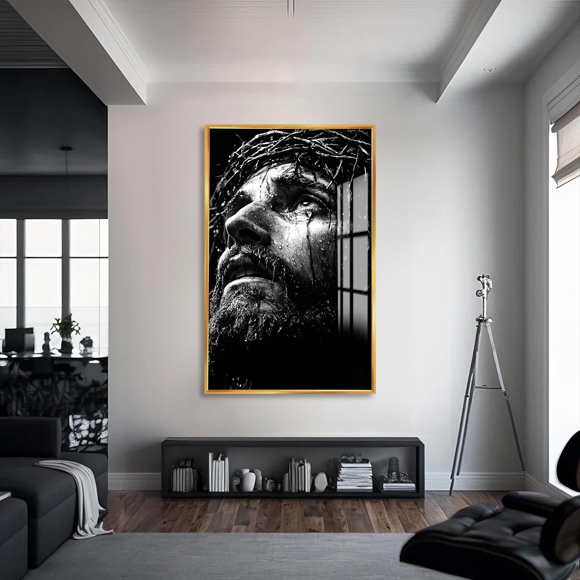 Artronauts Glass Print S | 72x46 cm | 28.3"x18.1" / Gold Crown of Sorrow– Christian Tempered Glass Wall Art