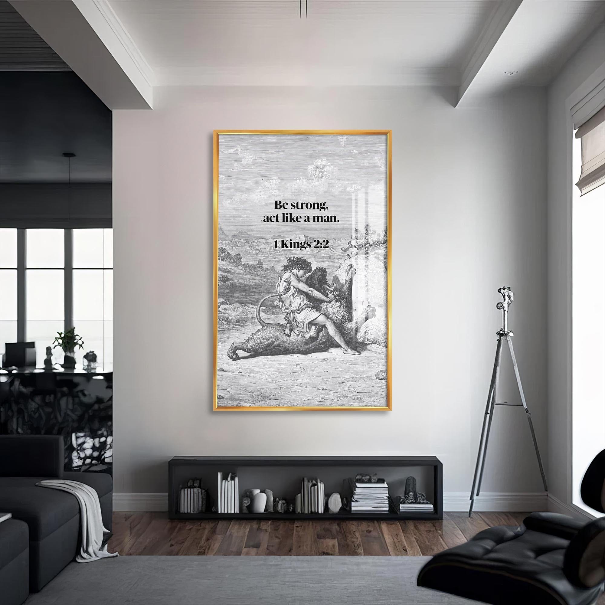 Artronauts Glass Print S | 72x46 cm | 28.3"x18.1" / Gold Strength of the Spirit– Christian Tempered Glass Wall Art