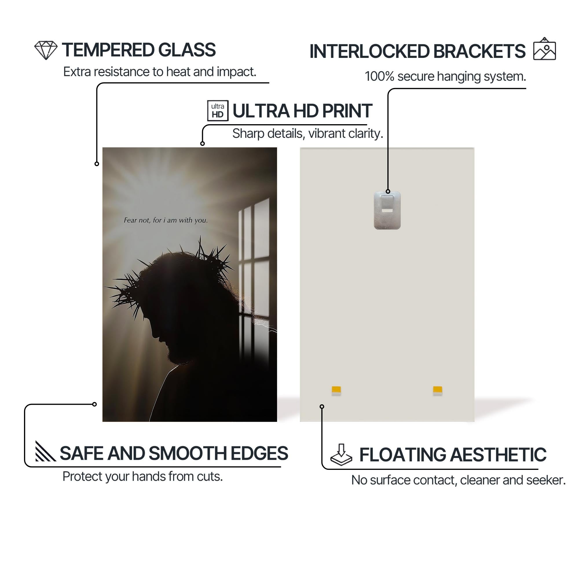 Artronauts Glass Print Crown of Thorns Silhouette– Christian Tempered Glass Wall Art