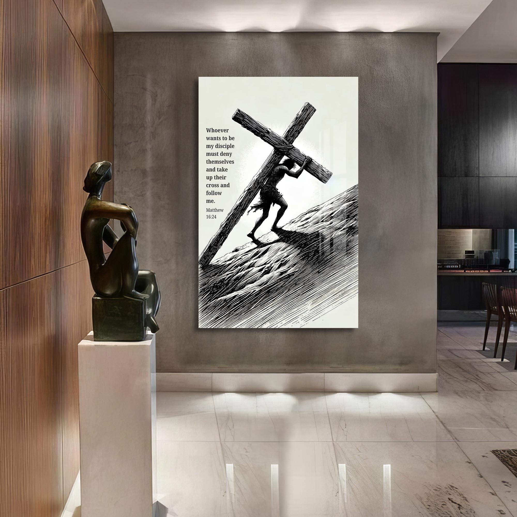 Artronauts Glass Print Carrying the Cross Illustration– Christian Tempered Glass Wall Art