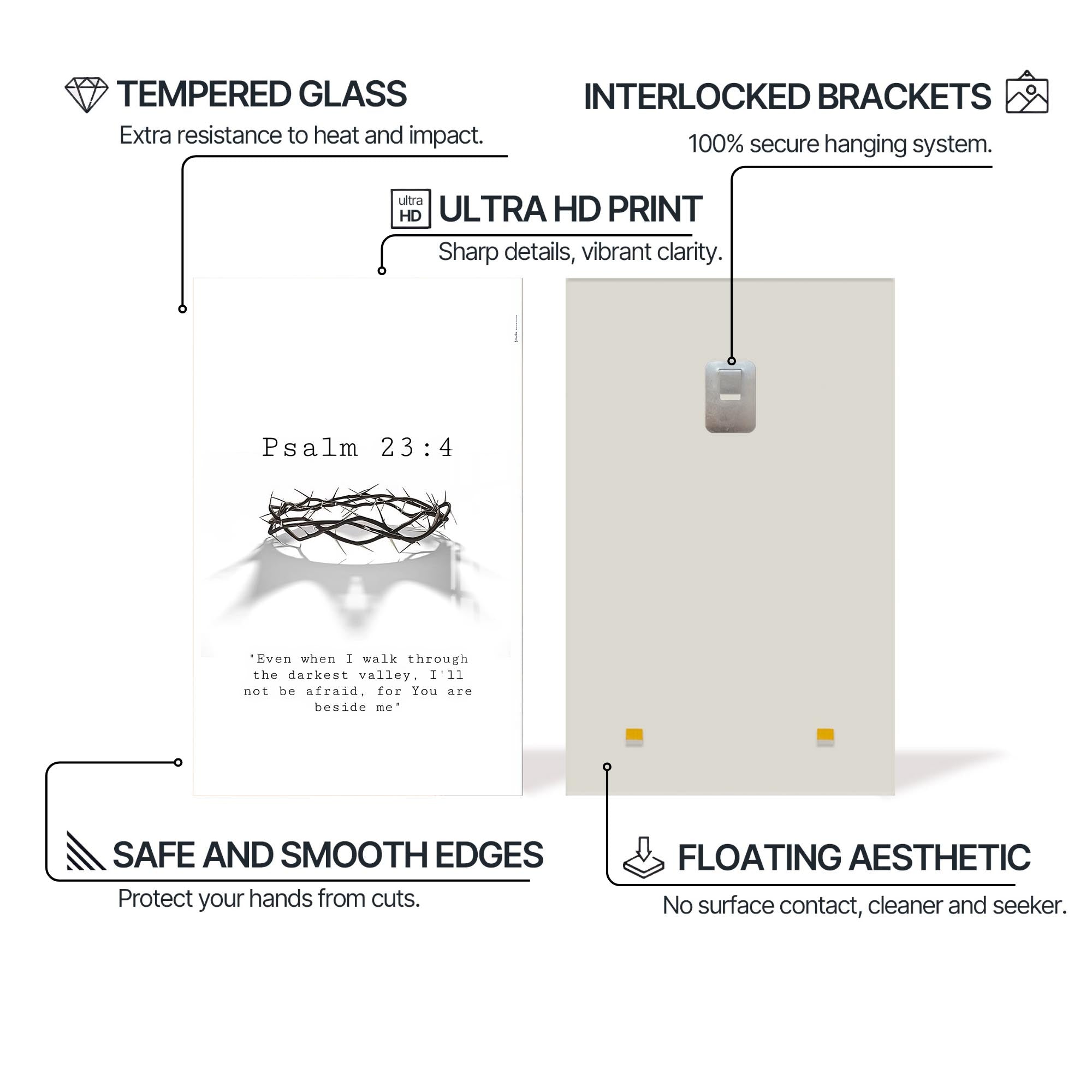 Artronauts Glass Print Psalm 23– Christian Tempered Glass Wall Art