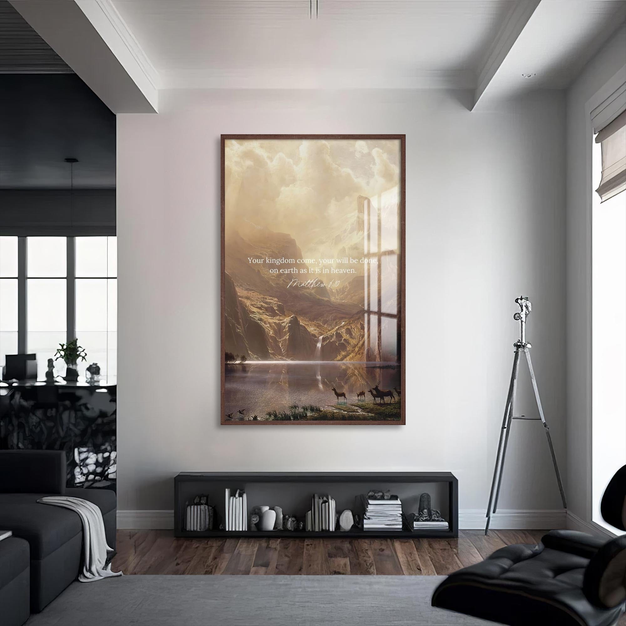 Artronauts Glass Print S | 72x46 cm | 28.3"x18.1" / Walnut Your Kingdom Come– Christian Tempered Glass Wall Art