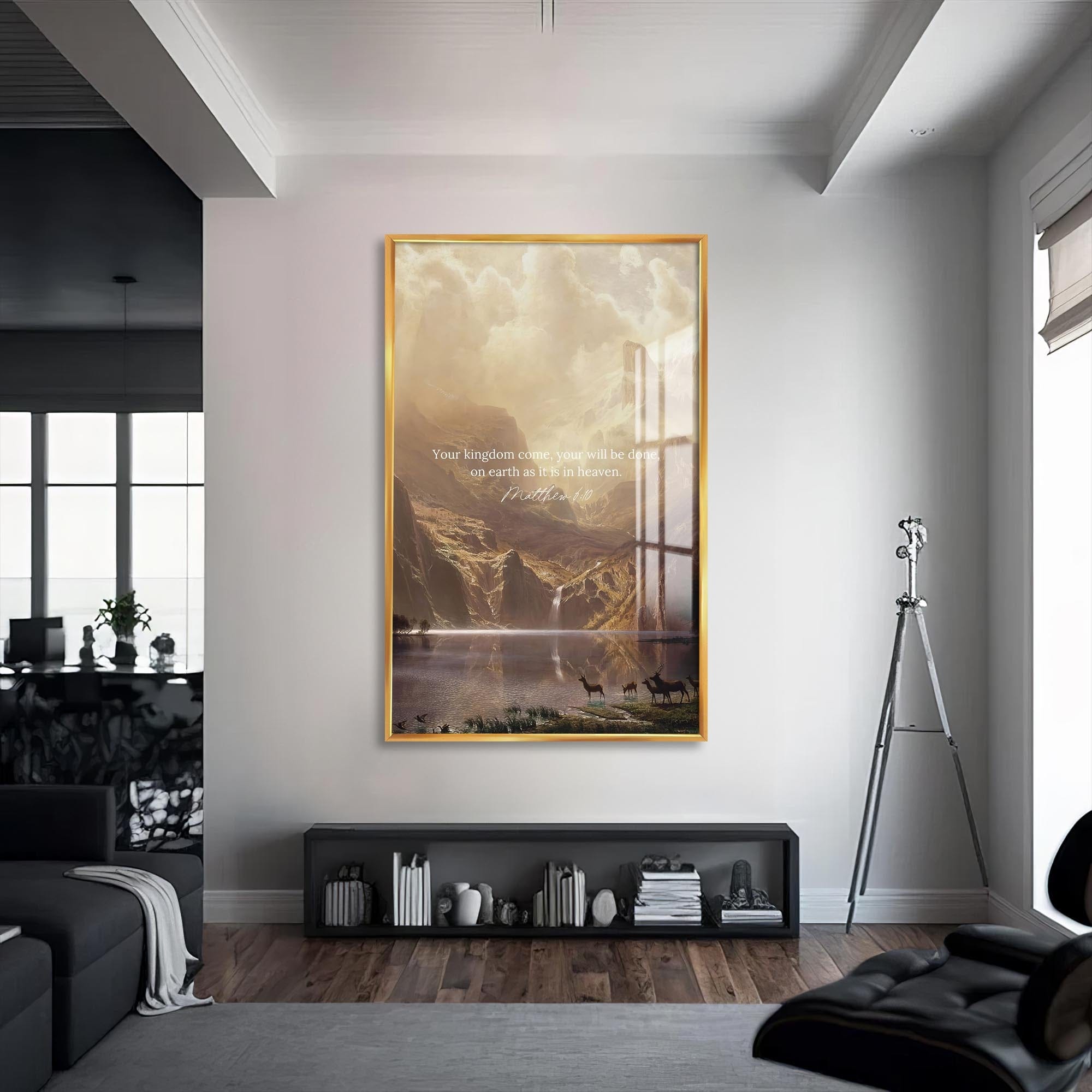 Artronauts Glass Print S | 72x46 cm | 28.3"x18.1" / Gold Your Kingdom Come– Christian Tempered Glass Wall Art