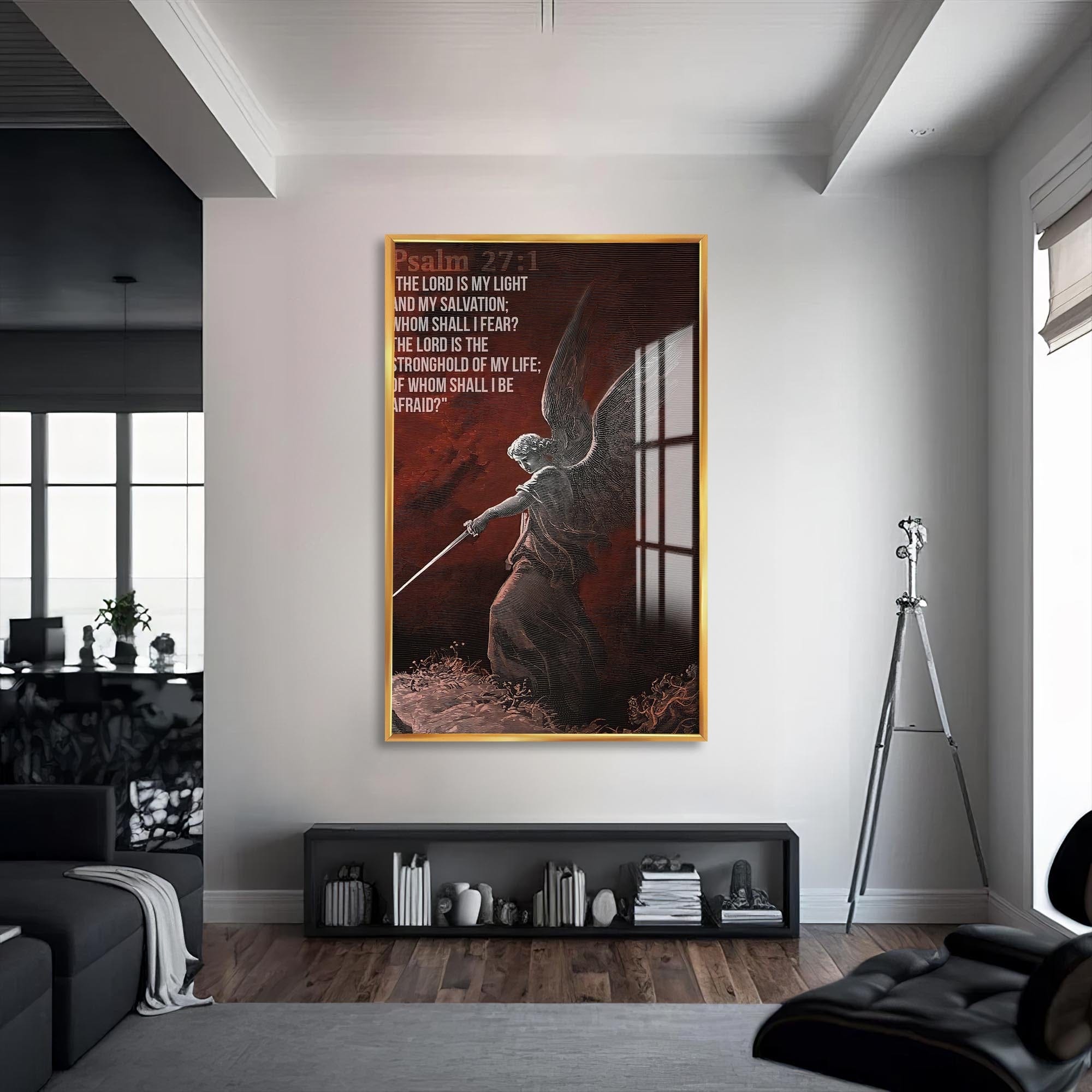 Artronauts Glass Print S | 72x46 cm | 28.3"x18.1" / Gold The Lord Is My Light– Christian Tempered Glass Wall Art