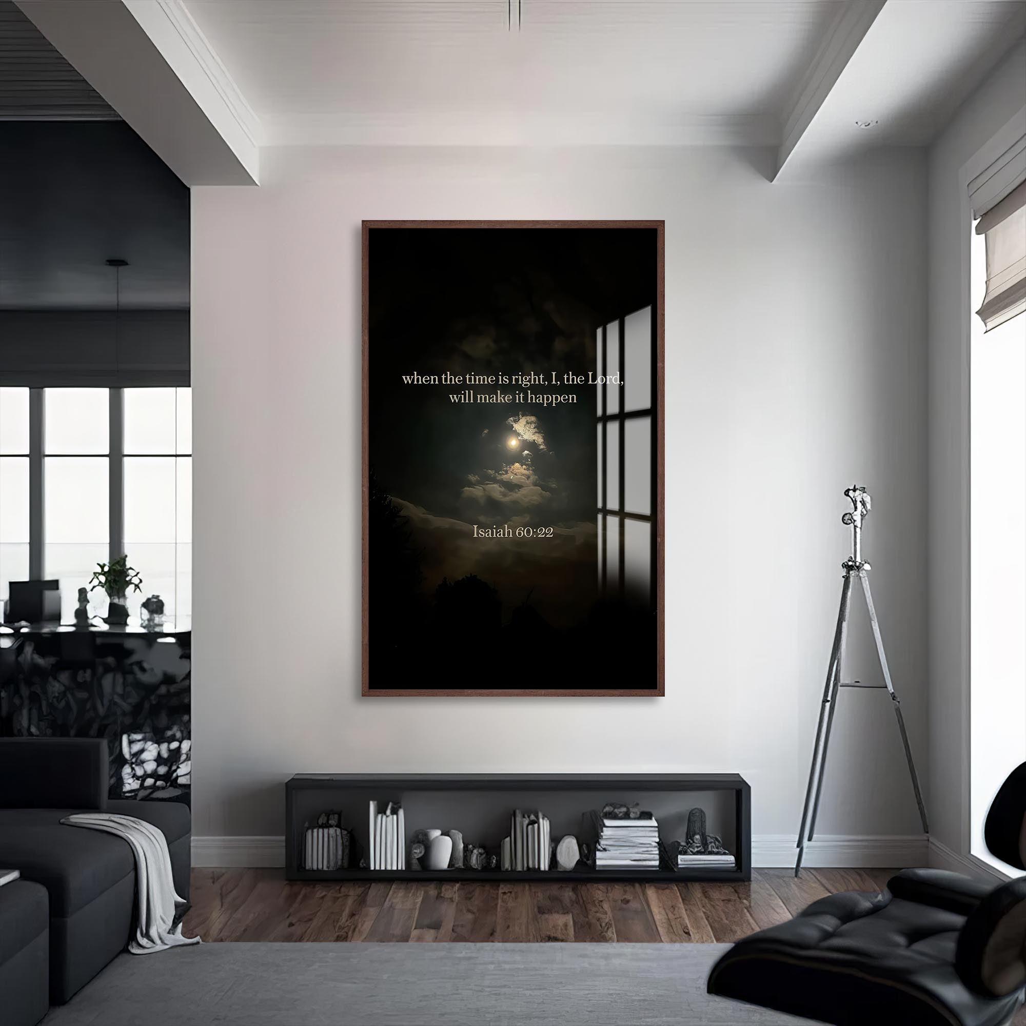 Artronauts Glass Print S | 72x46 cm | 28.3"x18.1" / Walnut When the Time Is Right– Christian Tempered Glass Wall Art