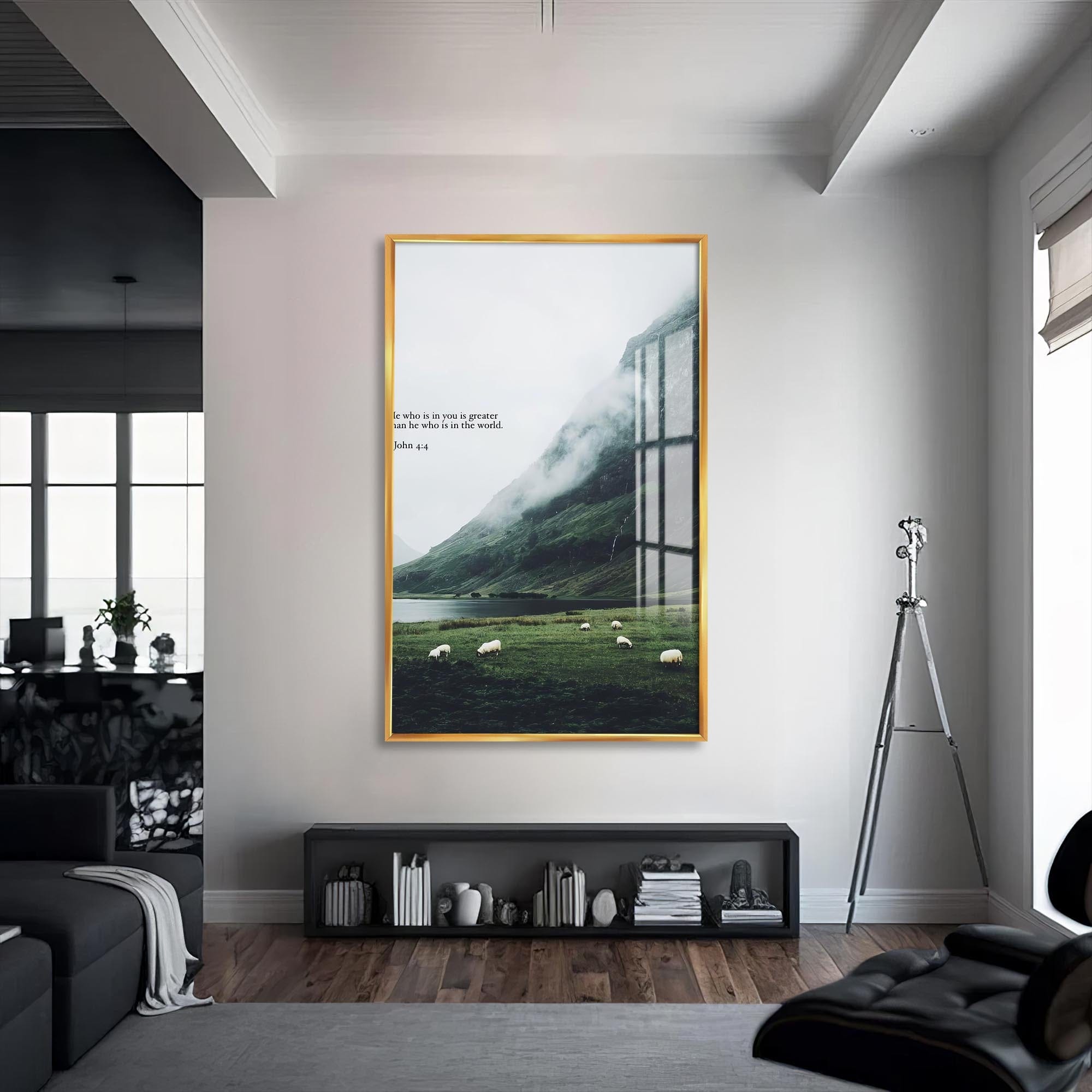 Artronauts Glass Print S | 72x46 cm | 28.3"x18.1" / Gold He Who Is in You– Christian Tempered Glass Wall Art