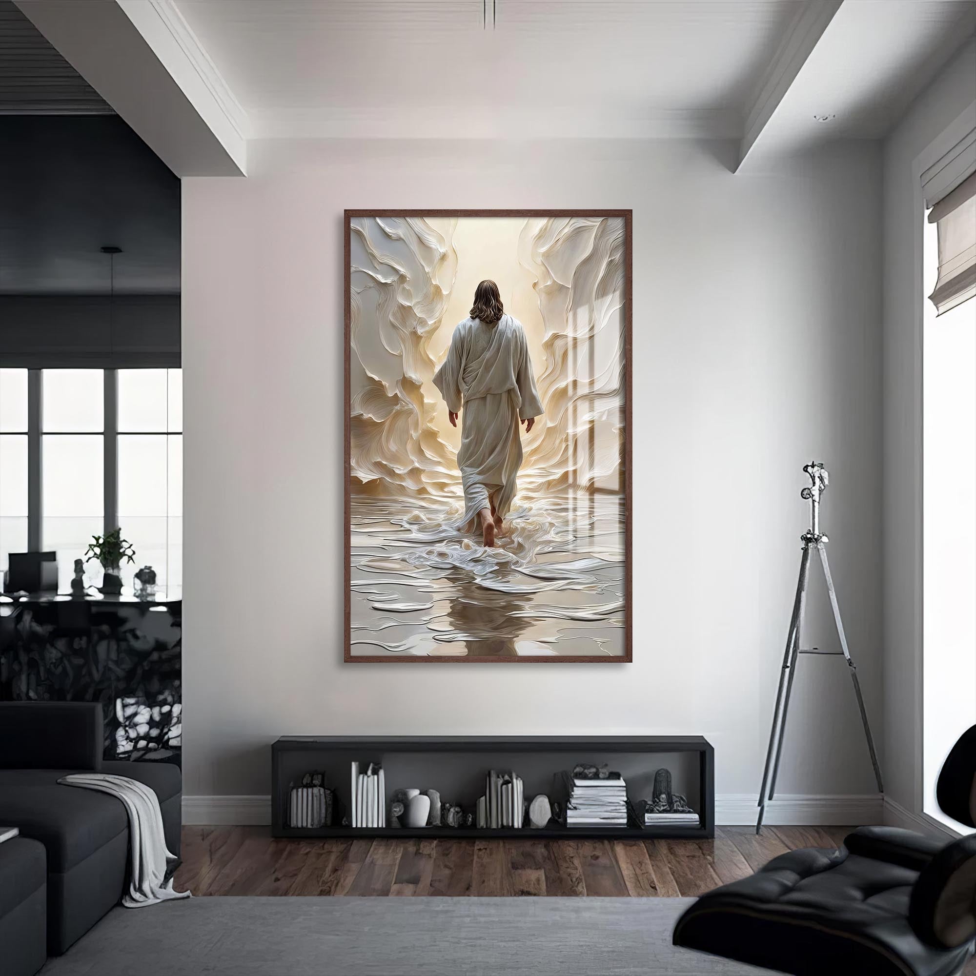 Artronauts Glass Print S | 72x46 cm | 28.3"x18.1" / Walnut The Path of Light– Christian Tempered Glass Wall Art