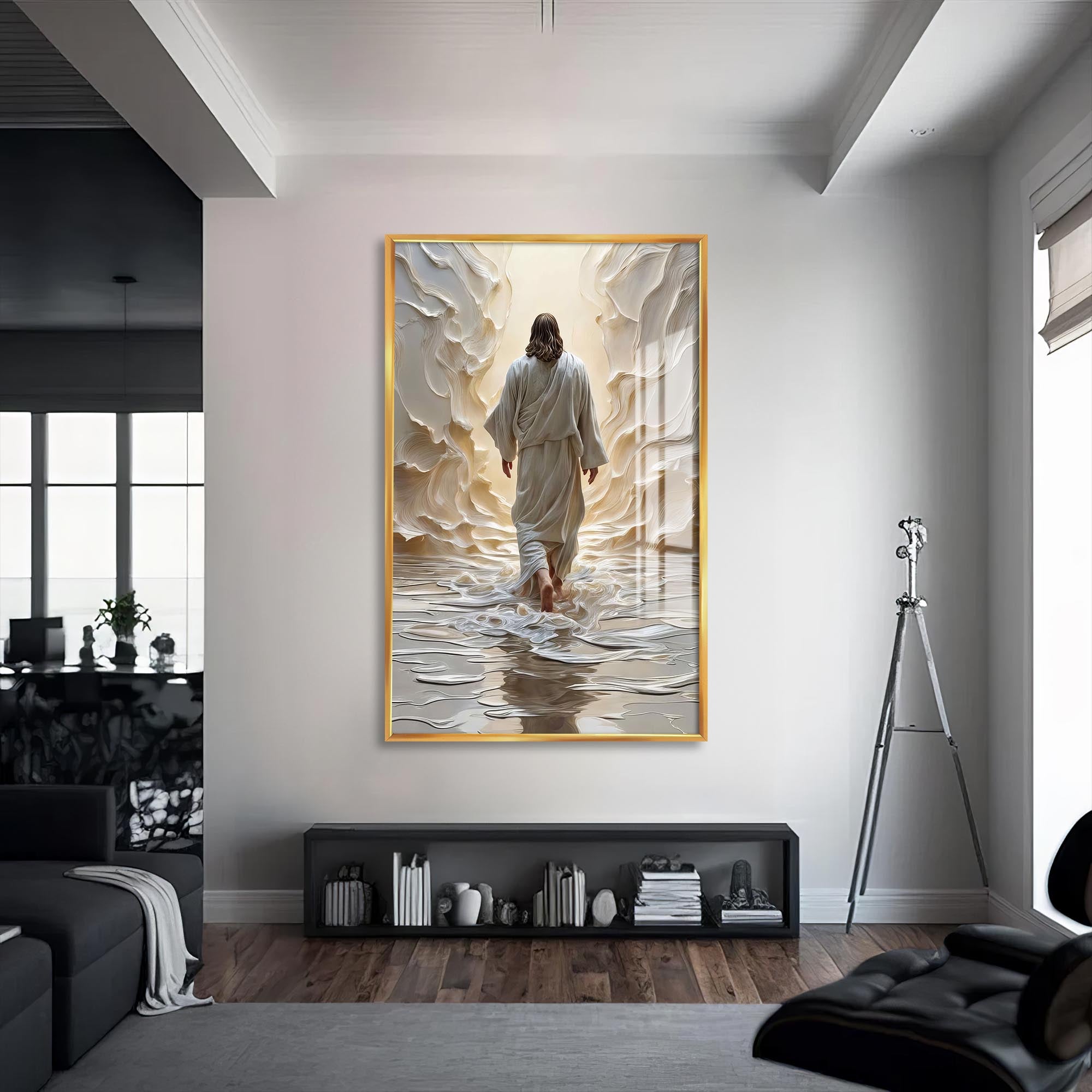 Artronauts Glass Print S | 72x46 cm | 28.3"x18.1" / Gold The Path of Light– Christian Tempered Glass Wall Art