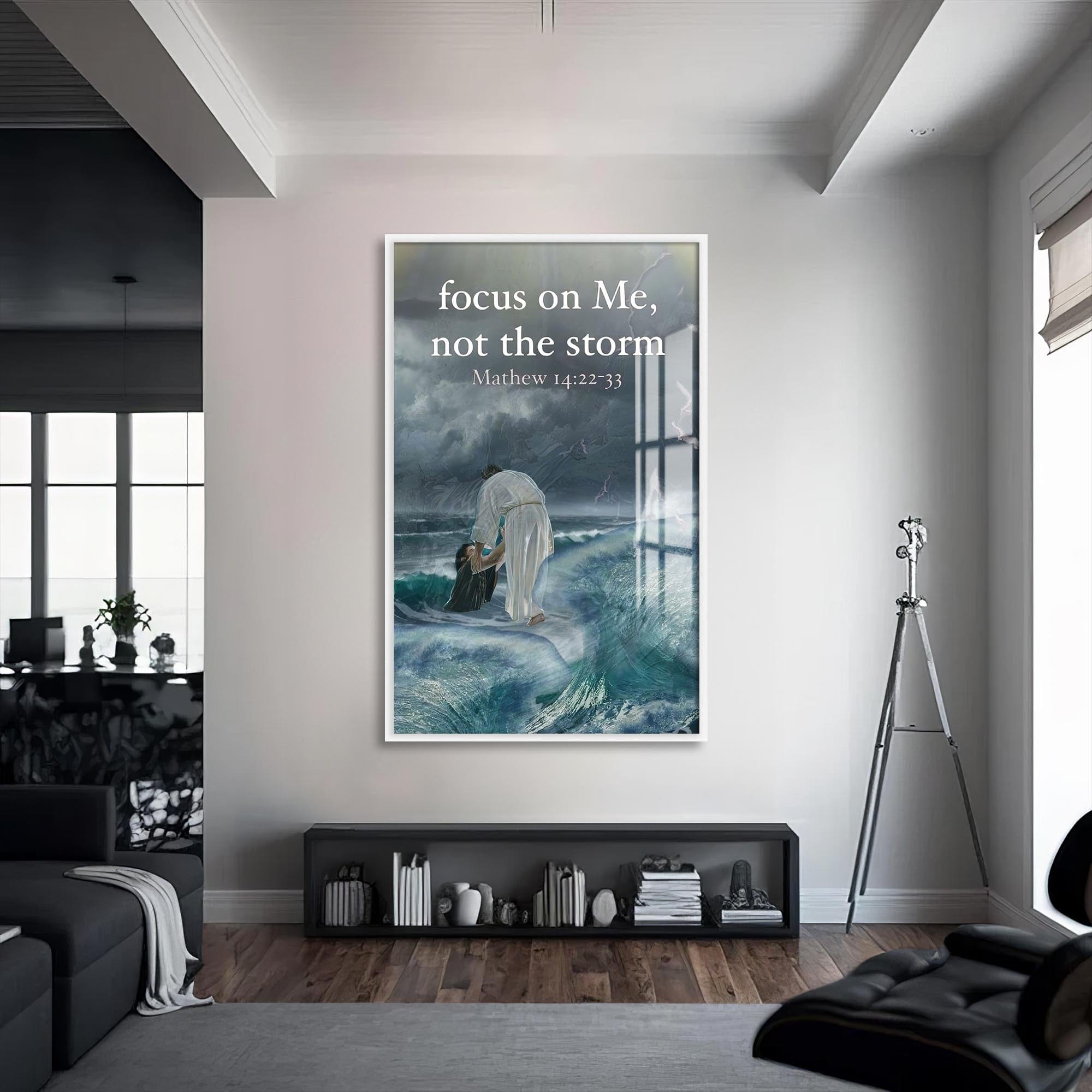 Artronauts Glass Print S | 72x46 cm | 28.3"x18.1" / White Still the Storm– Christian Tempered Glass Wall Art