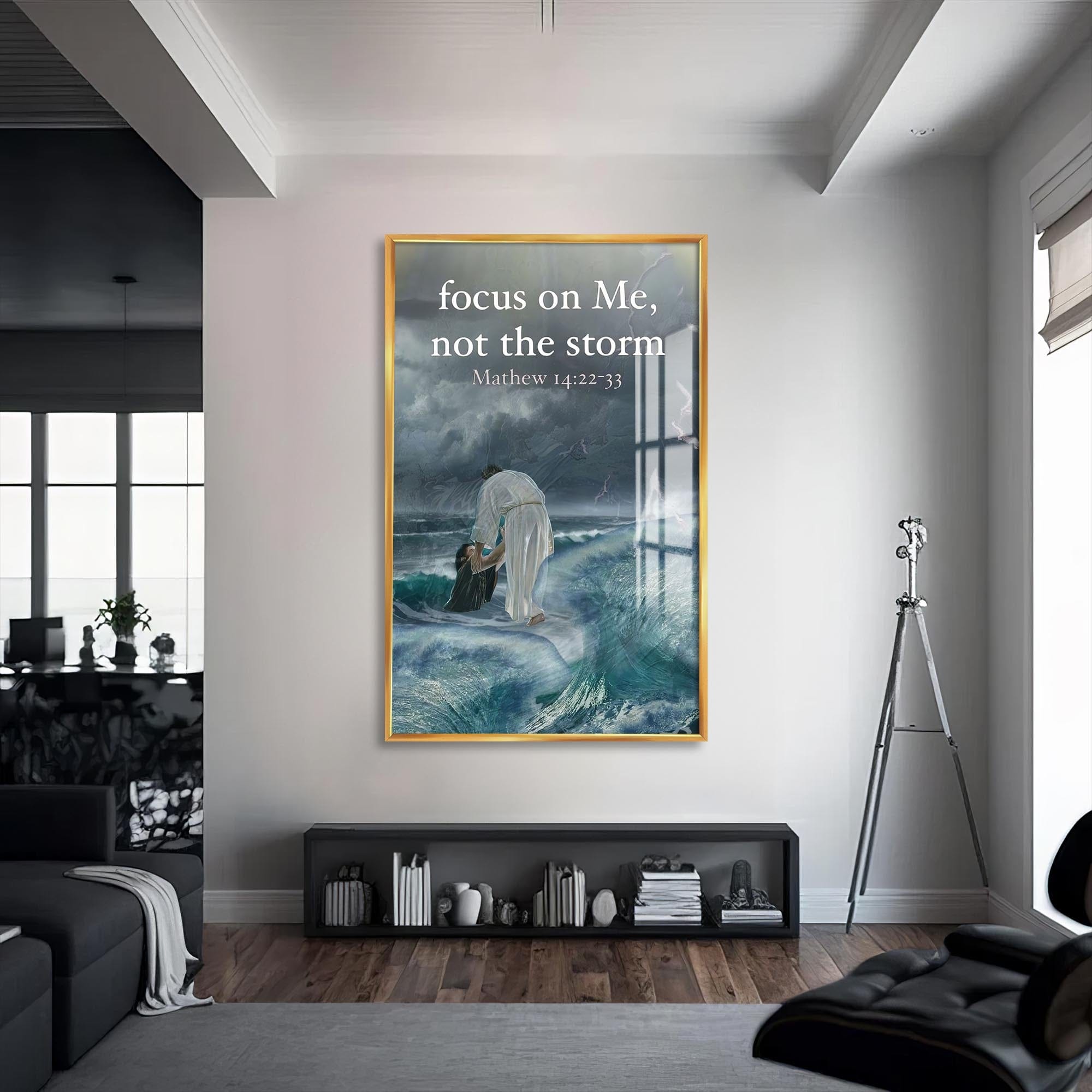 Artronauts Glass Print S | 72x46 cm | 28.3"x18.1" / Gold Still the Storm– Christian Tempered Glass Wall Art