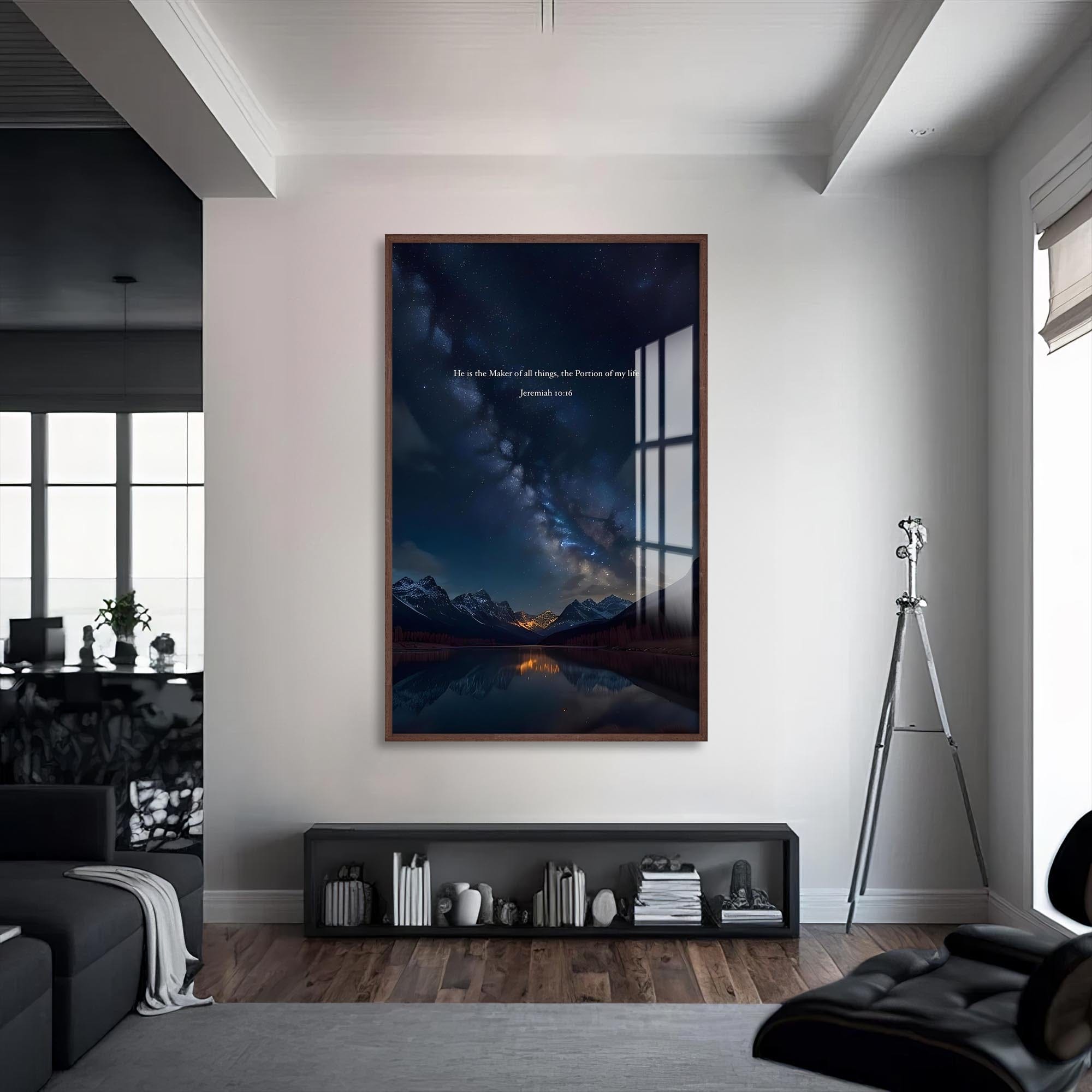 Artronauts Glass Print S | 72x46 cm | 28.3"x18.1" / Walnut He Shall Reign– Christian Tempered Glass Wall Art